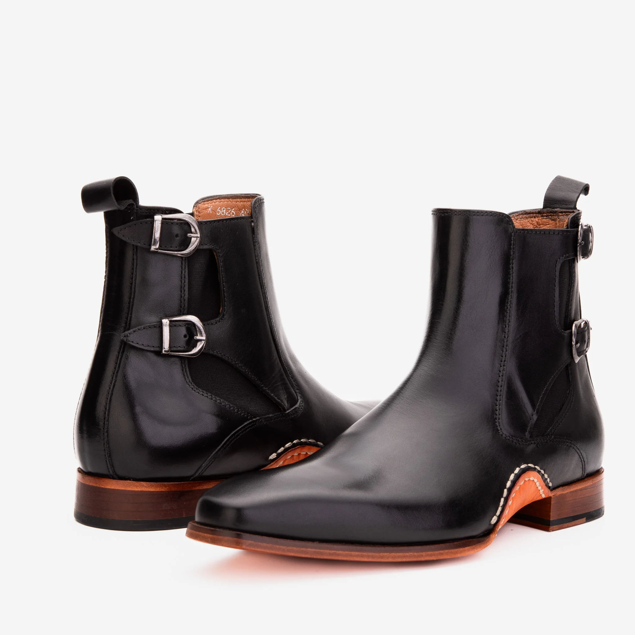 The Royal Hand Craft Black Leather Double-Buckle Chelsea Men Boot - Image 2