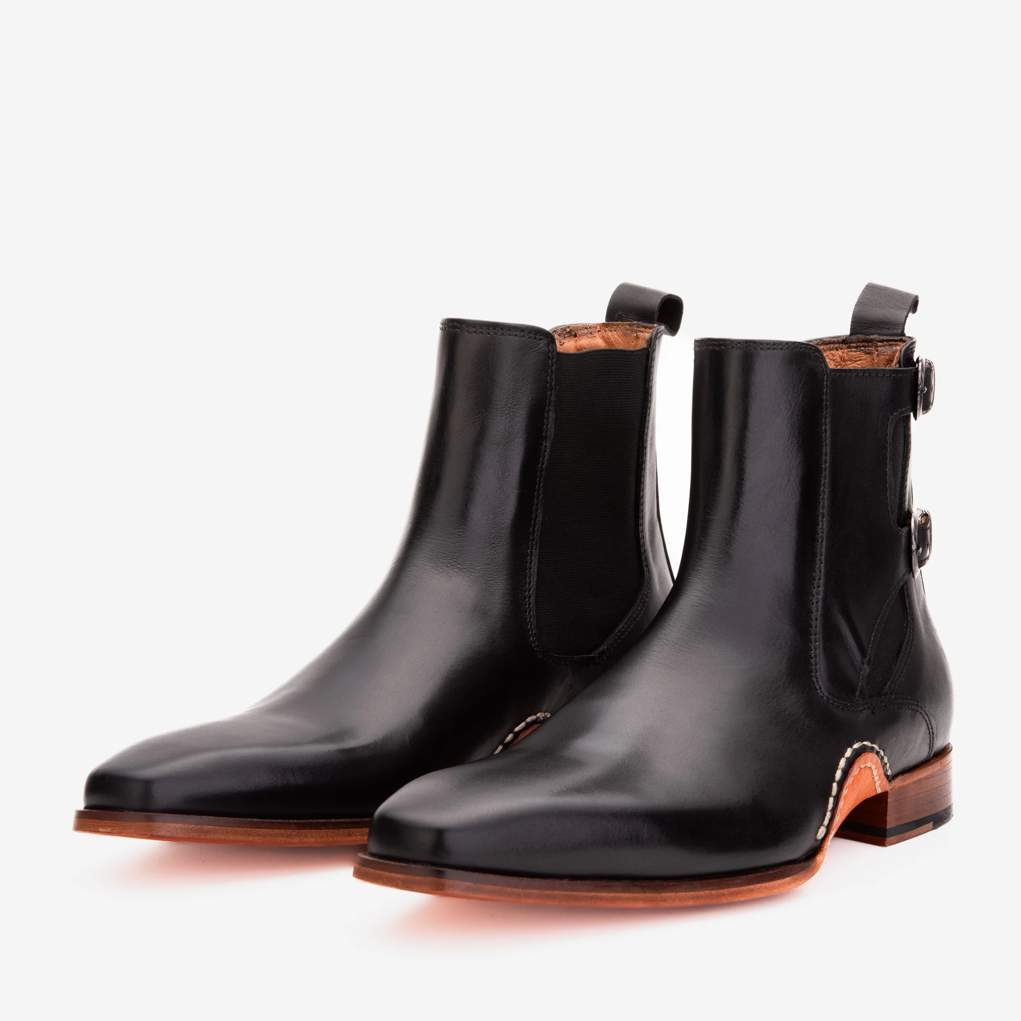 The Royal Hand Craft Black Leather Double-Buckle Chelsea Men Boot - Image 4