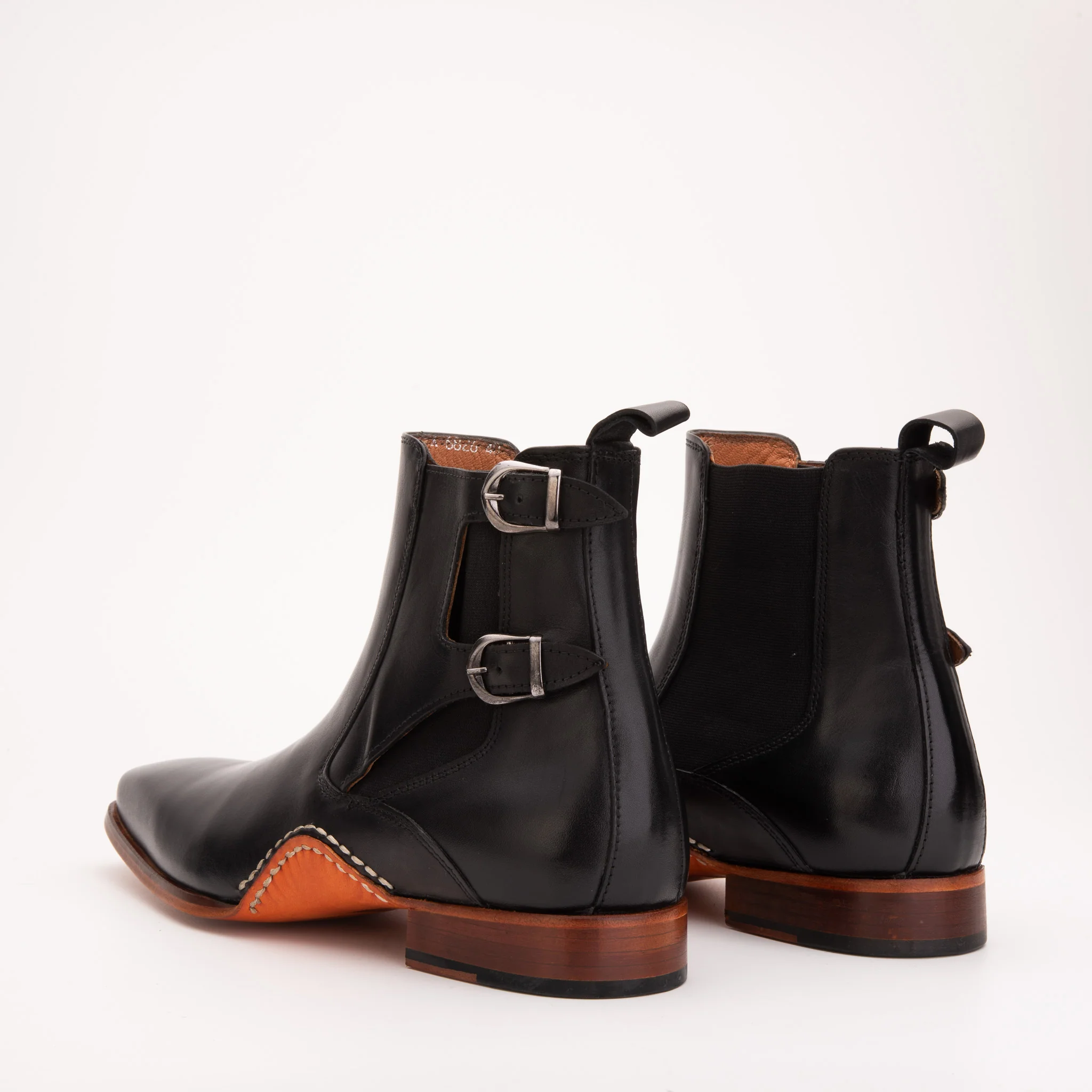 The Royal Hand Craft Black Leather Double-Buckle Chelsea Men Boot - Image 5