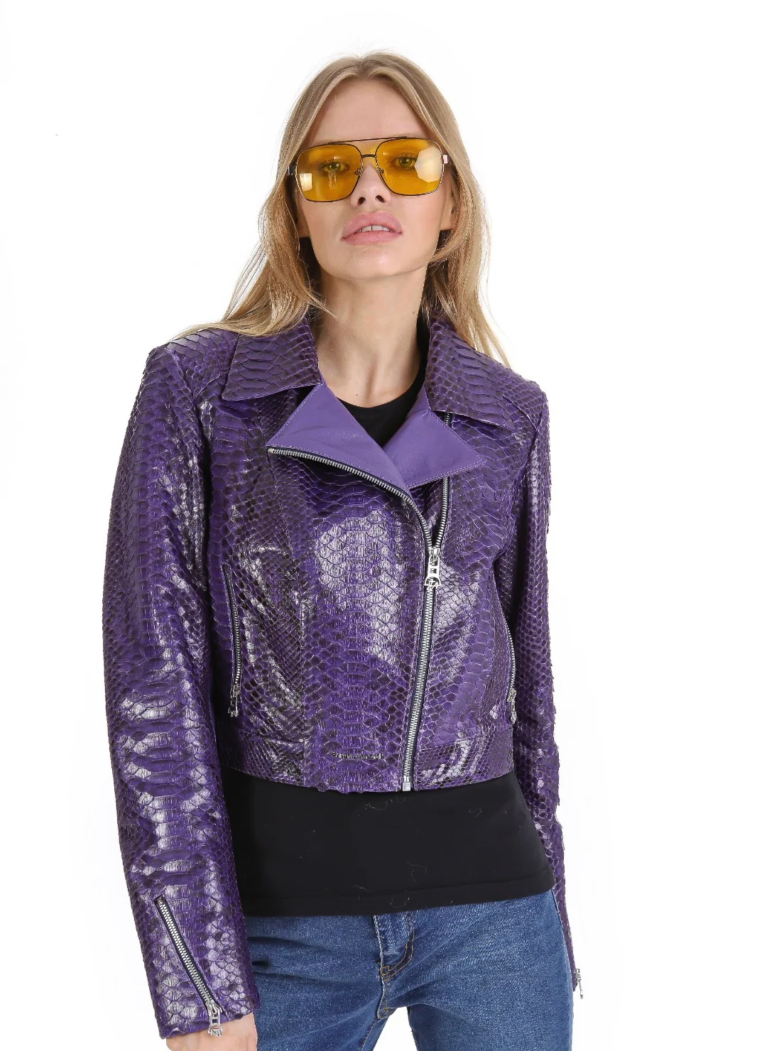 The Rubert Purple  Pyht Leather Women Jacket - Image 5