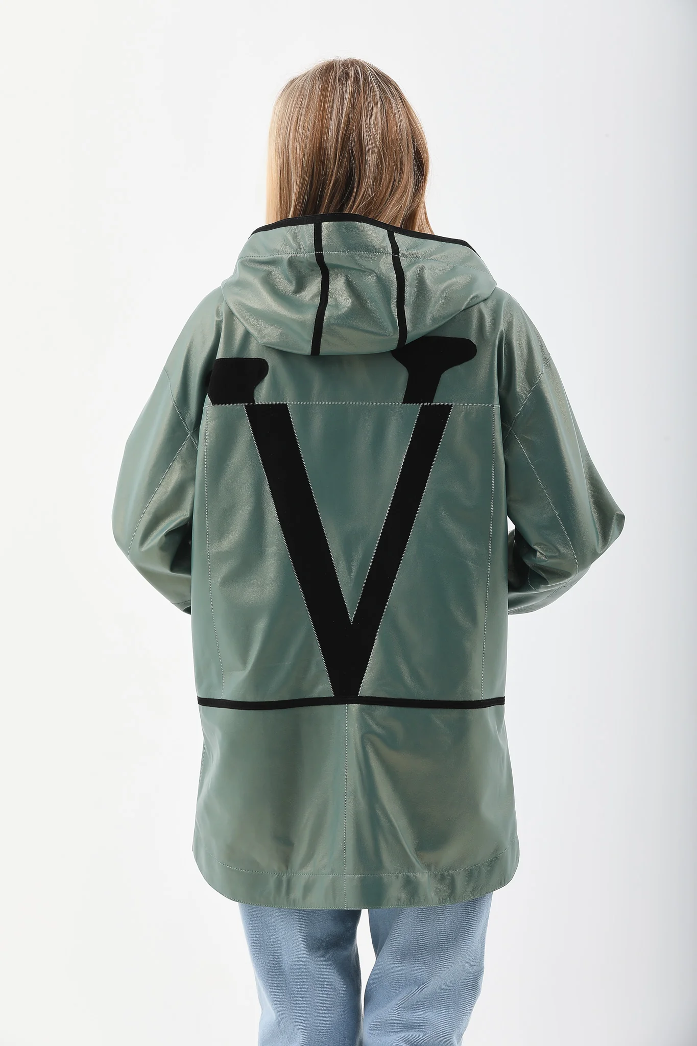 The Sage Olive Green Leather Women Jacket - Image 3
