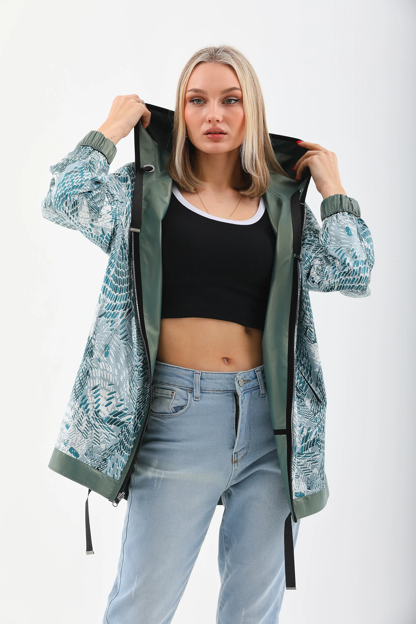 The Sage Olive Green Leather Women Jacket - Image 8