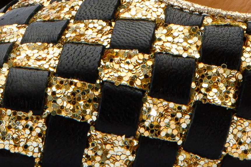 The Saks Tory Gold & Black Handwoven Leather Pump Women Shoe - Image 5