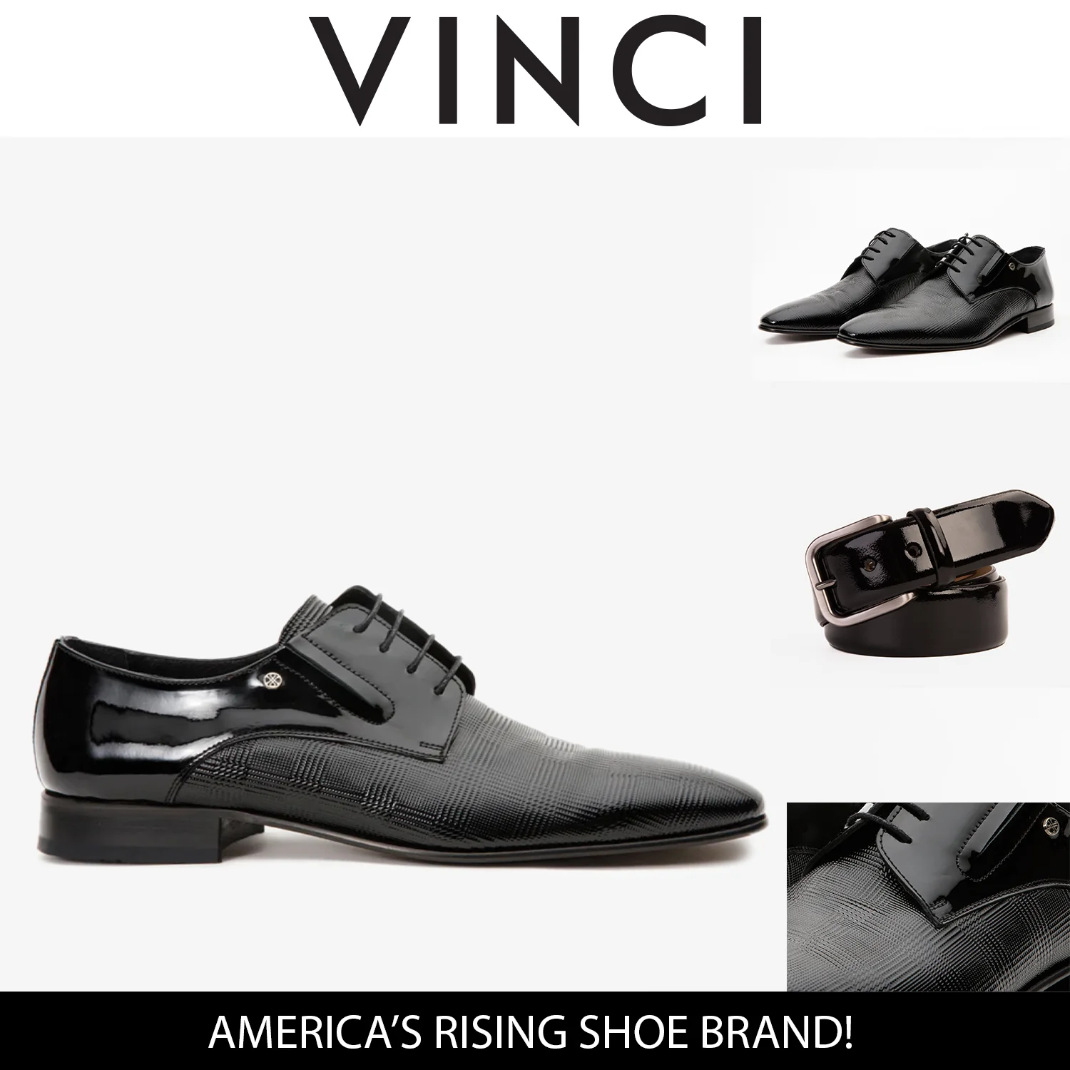 The San Severo Black Patent Leather Derby Men Shoe - Image 3