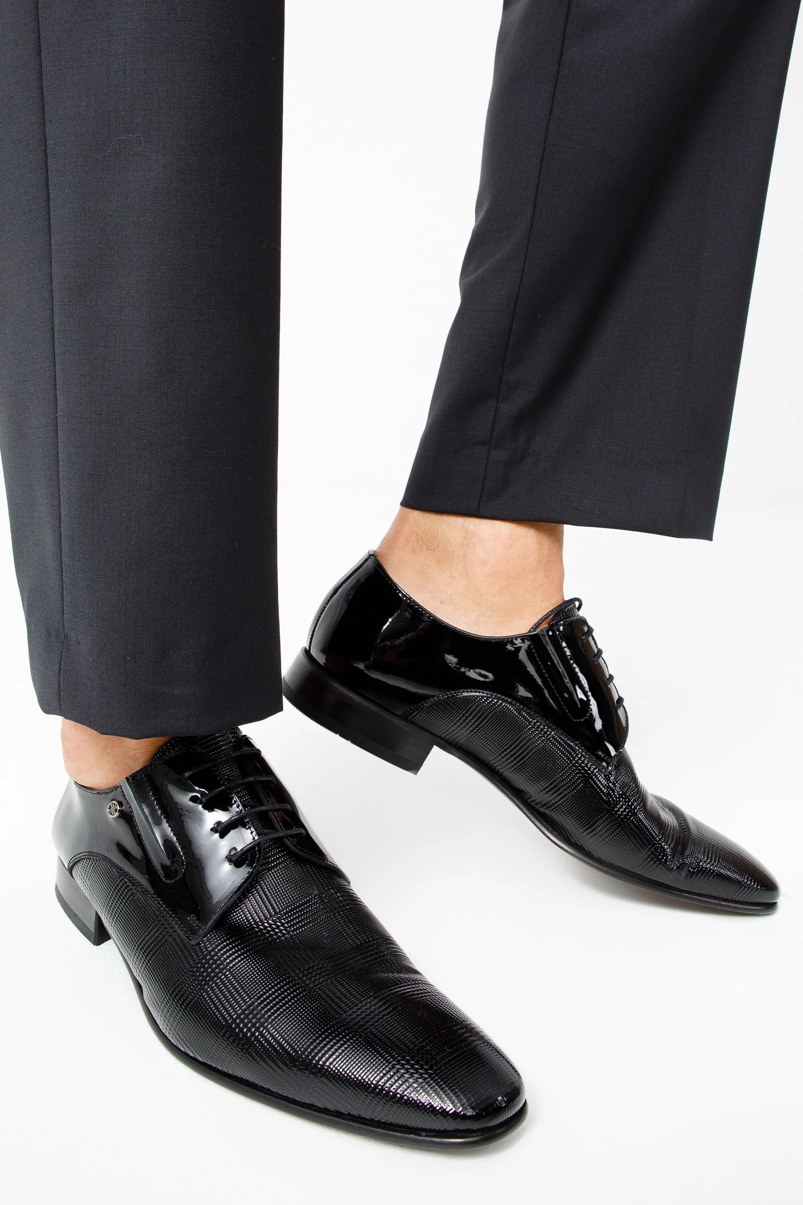 The San Severo Black Patent Leather Derby Men Shoe - Image 4
