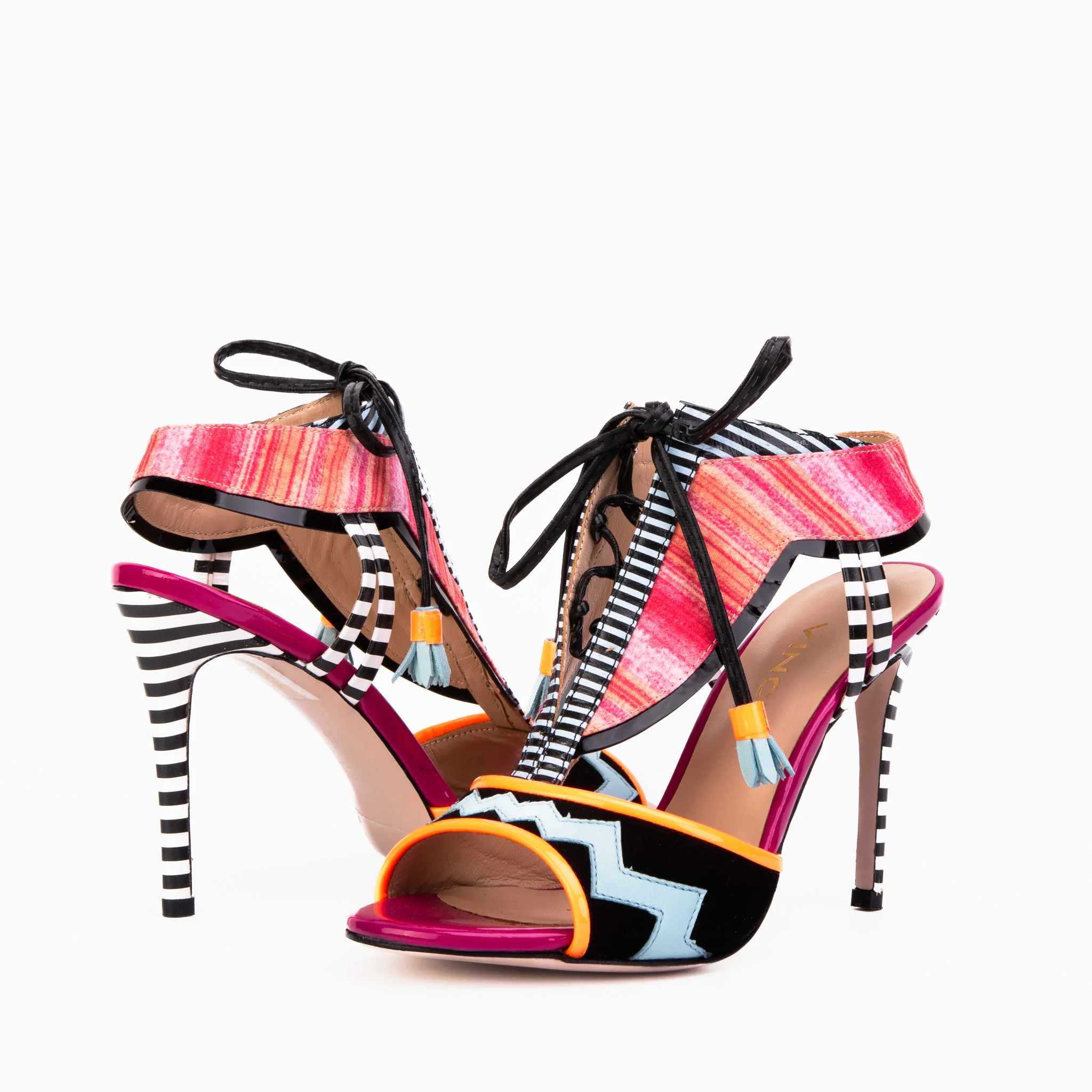 The Santa Amaro Multicolor T-Strap Lace-Up Leather Women Sandal - Image 6