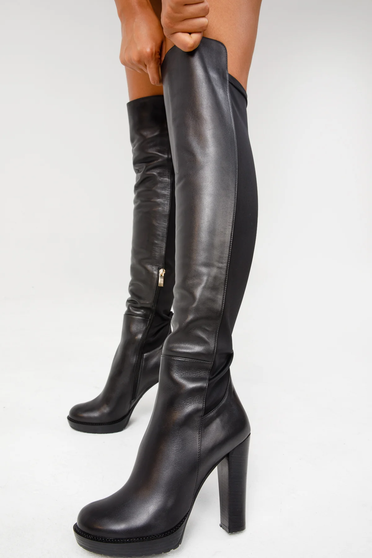 The Sao Paulo Black Leather Knee High Platform Heel Women Boot - Image 8
