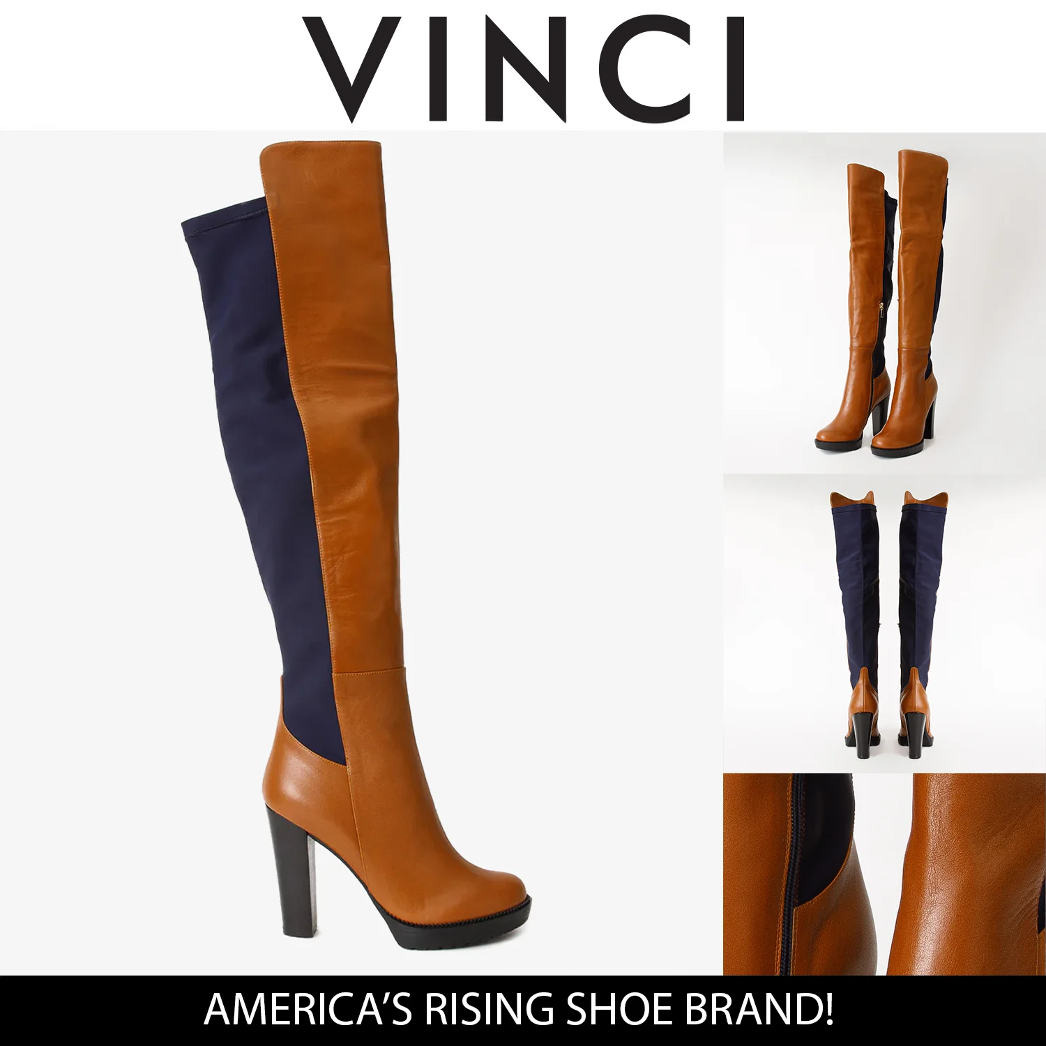 The Sao Paulo Tan Leather Knee High Platform Heel Women Boot - Image 6