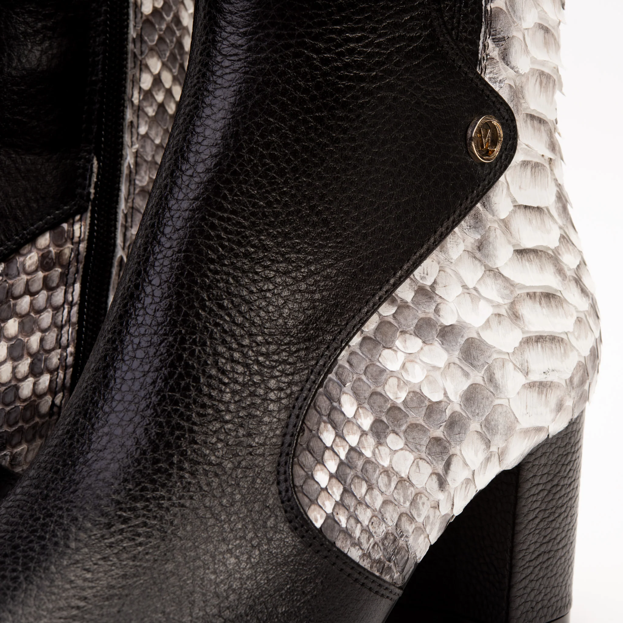 The Saturn Natural Pythn Leather Block Heel Women Boot - Image 5