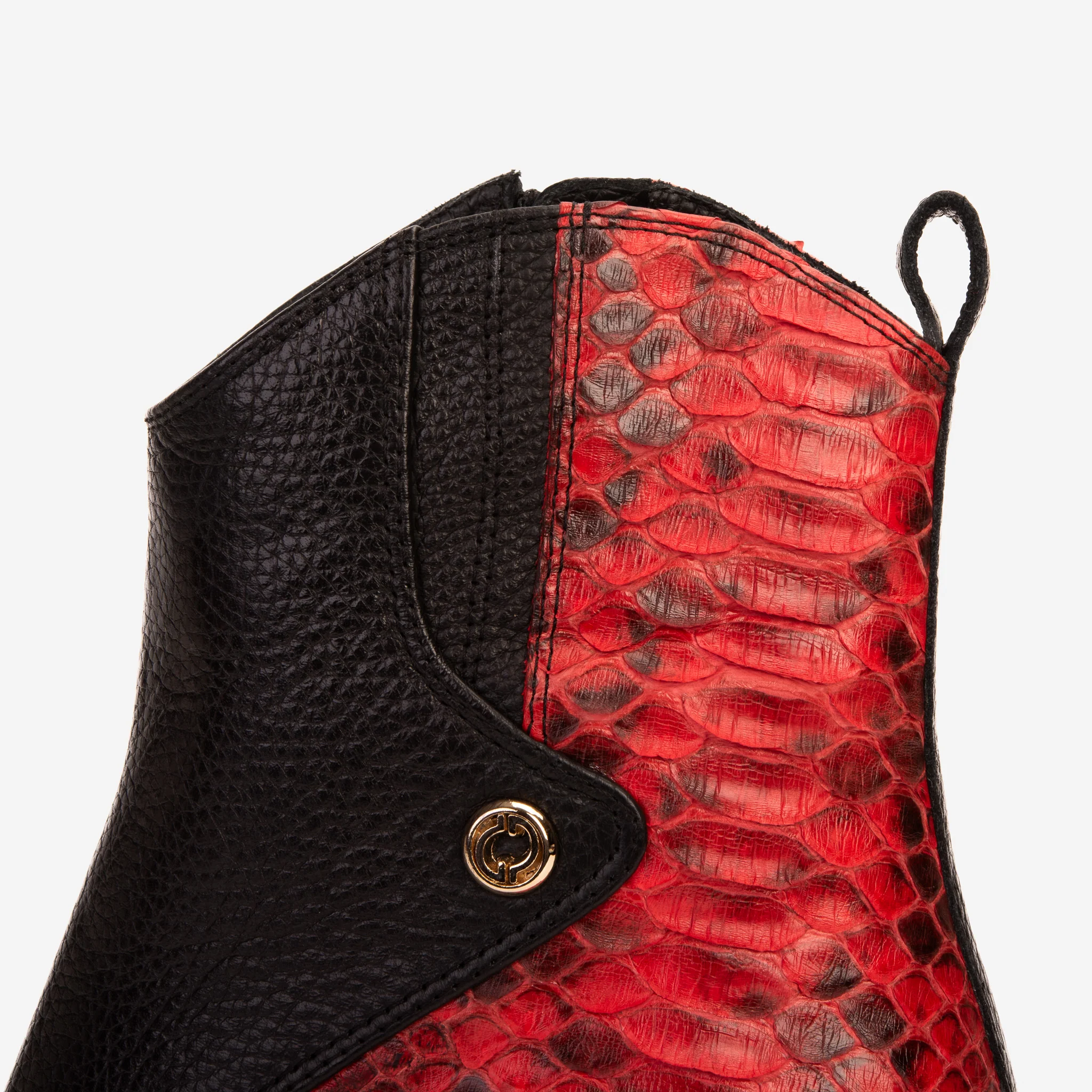 The Saturn Red Pythn Leather Block Heel Women Boot - Image 10