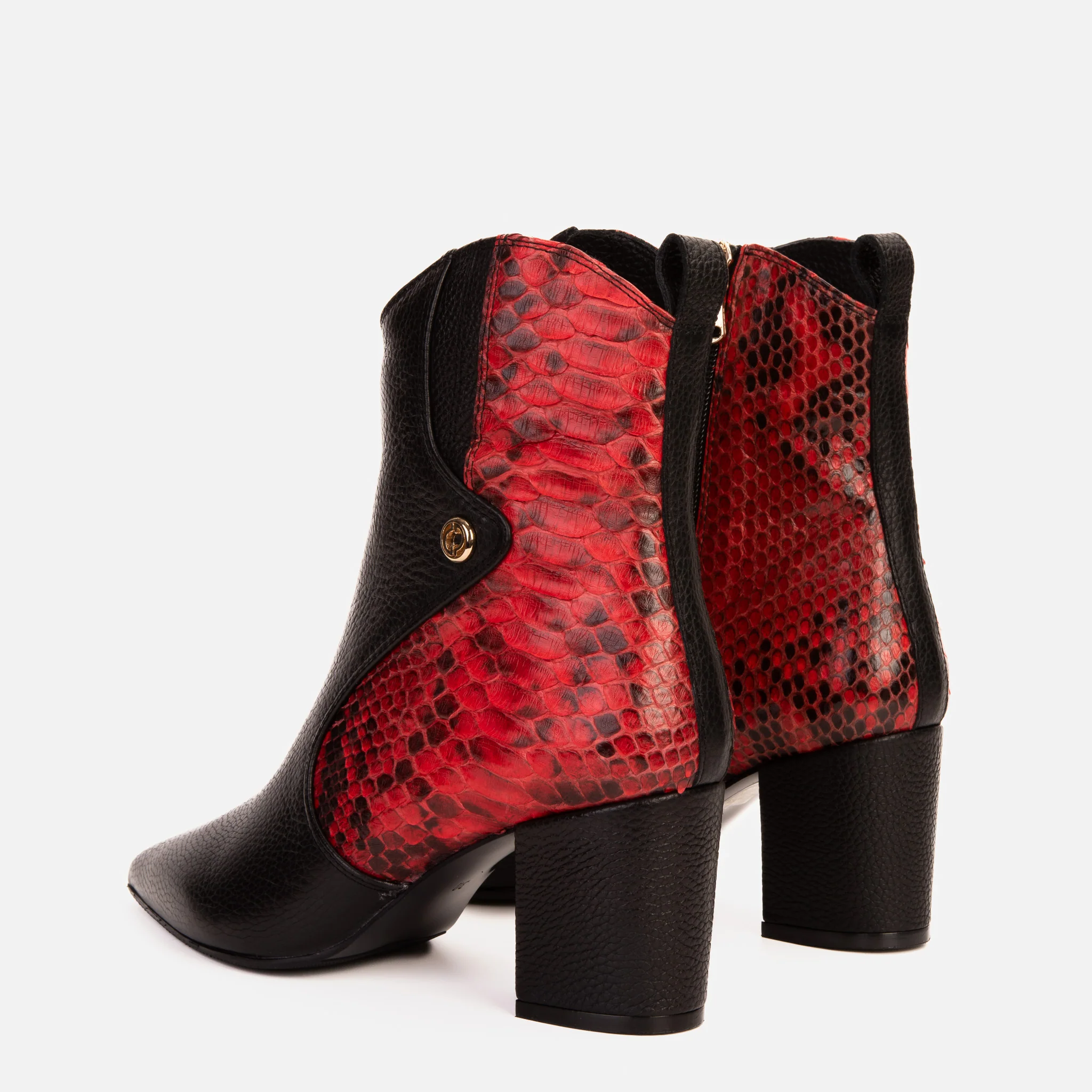 The Saturn Red Pythn Leather Block Heel Women Boot - Image 5