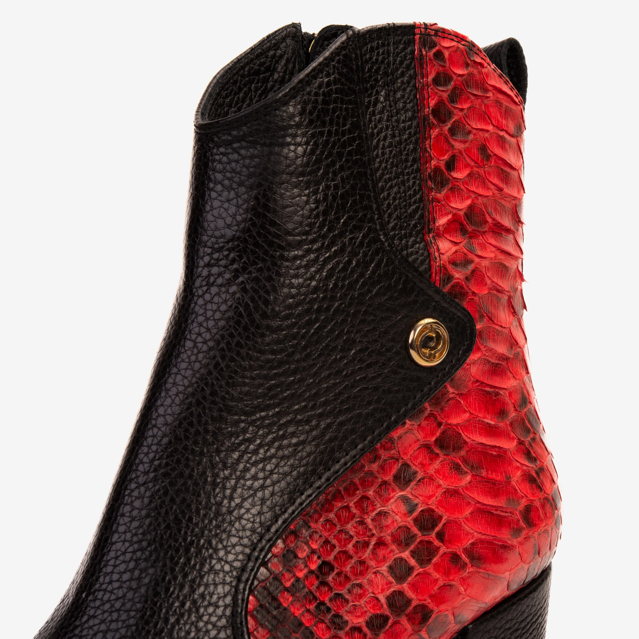 The Saturn Red Pythn Leather Block Heel Women Boot - Image 7