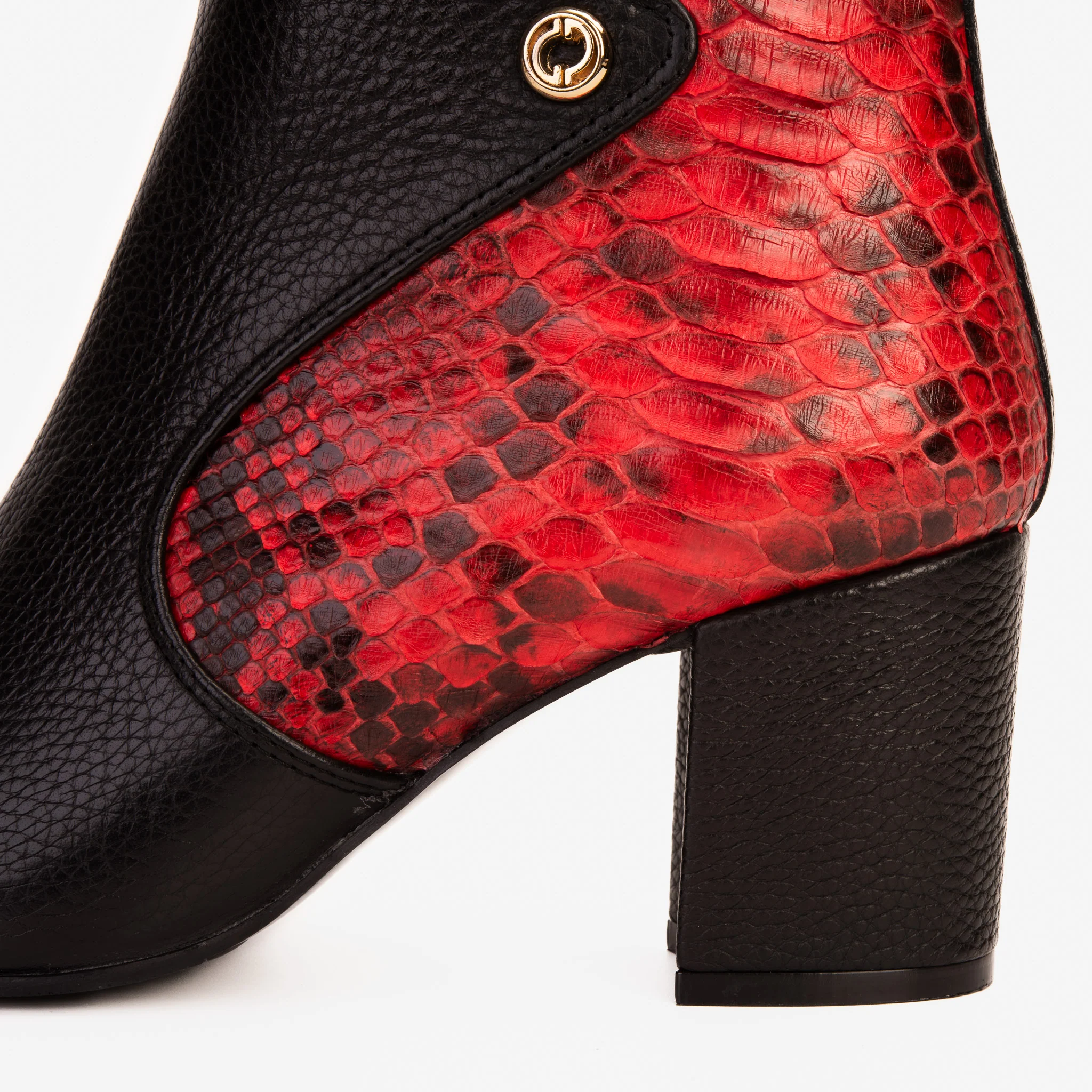 The Saturn Red Pythn Leather Block Heel Women Boot - Image 8