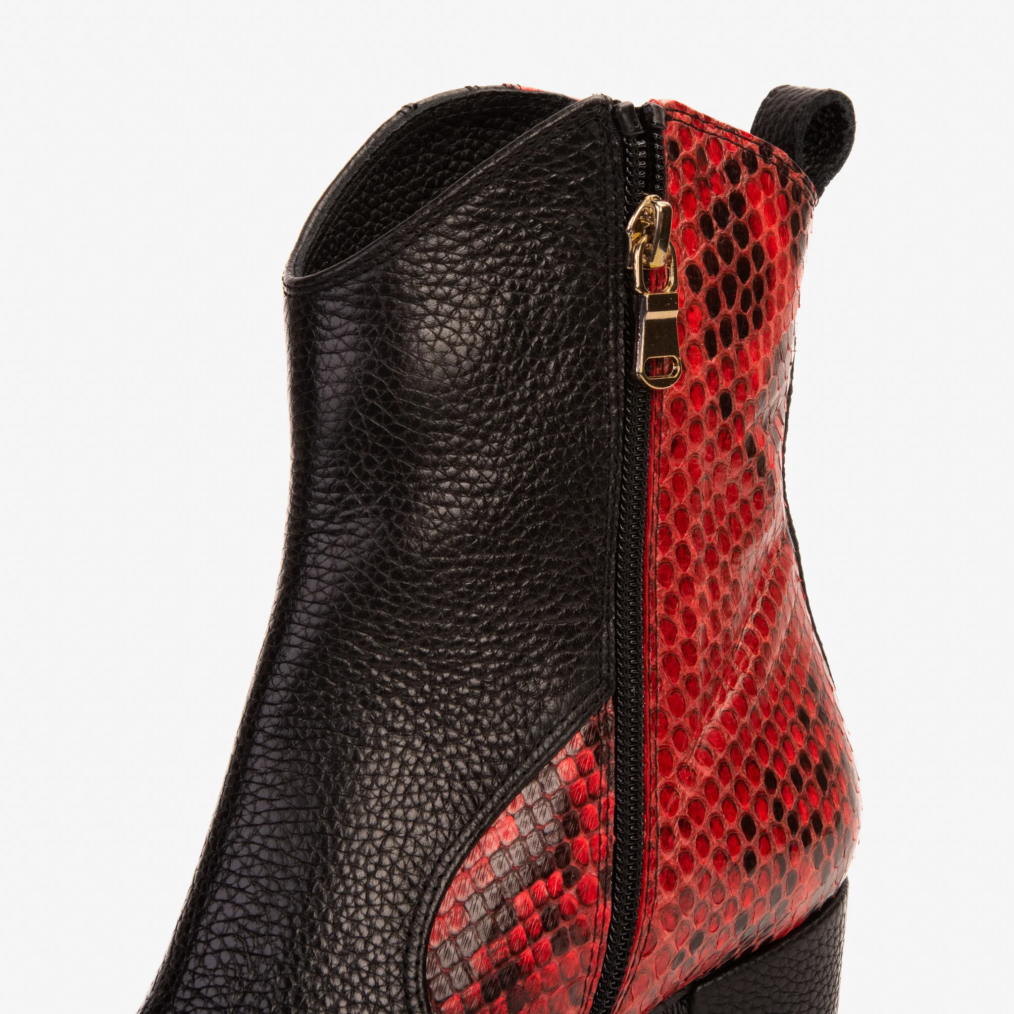 The Saturn Red Pythn Leather Block Heel Women Boot - Image 9