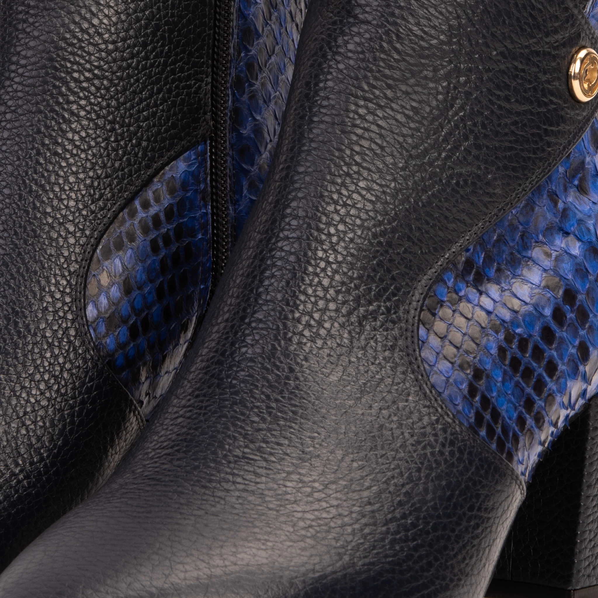 The Saturn Sax Blue Pythn Leather Block Heel  Women Boot - Image 5