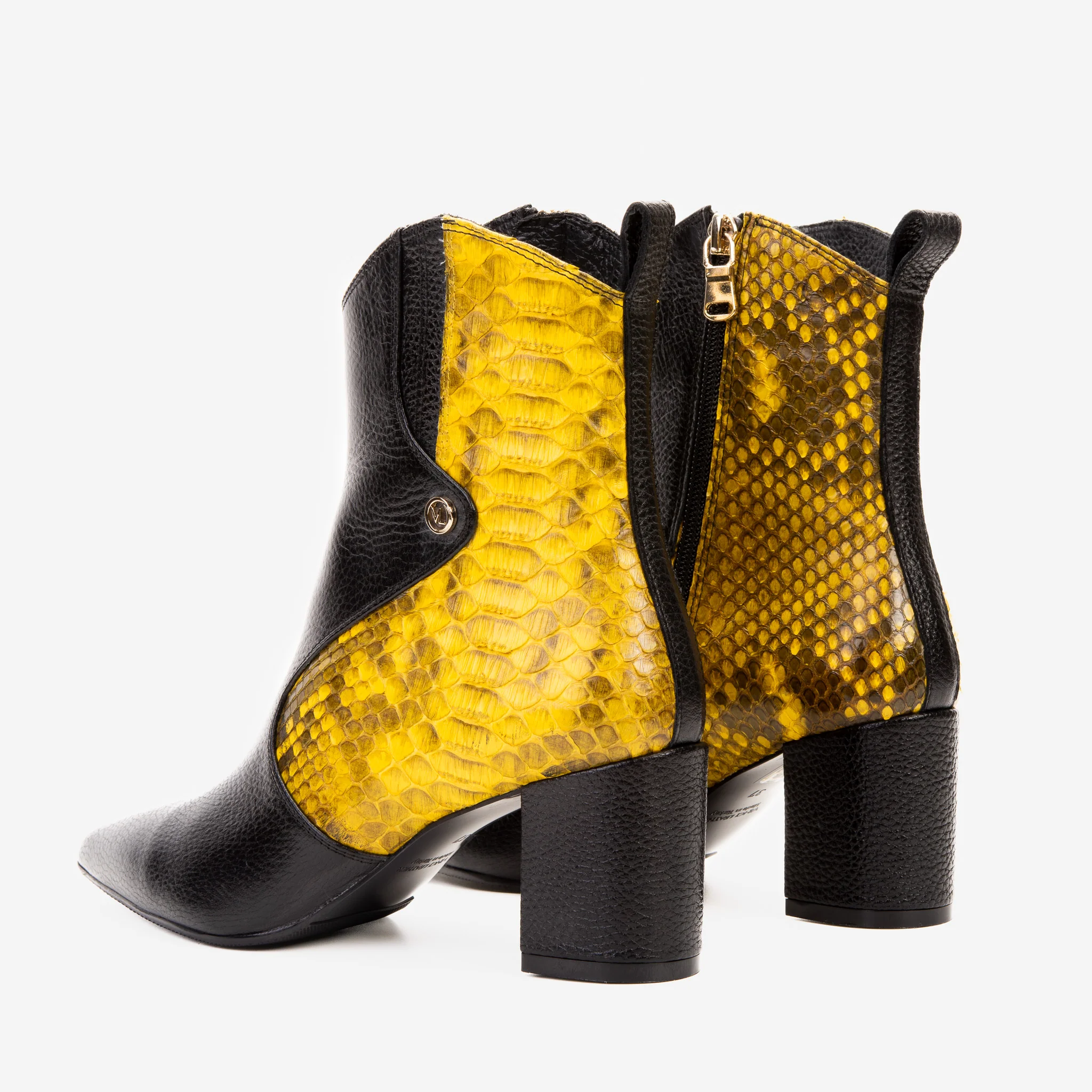 The Saturn Yellow Pythn Leather Block Heel Women Boot - Image 7