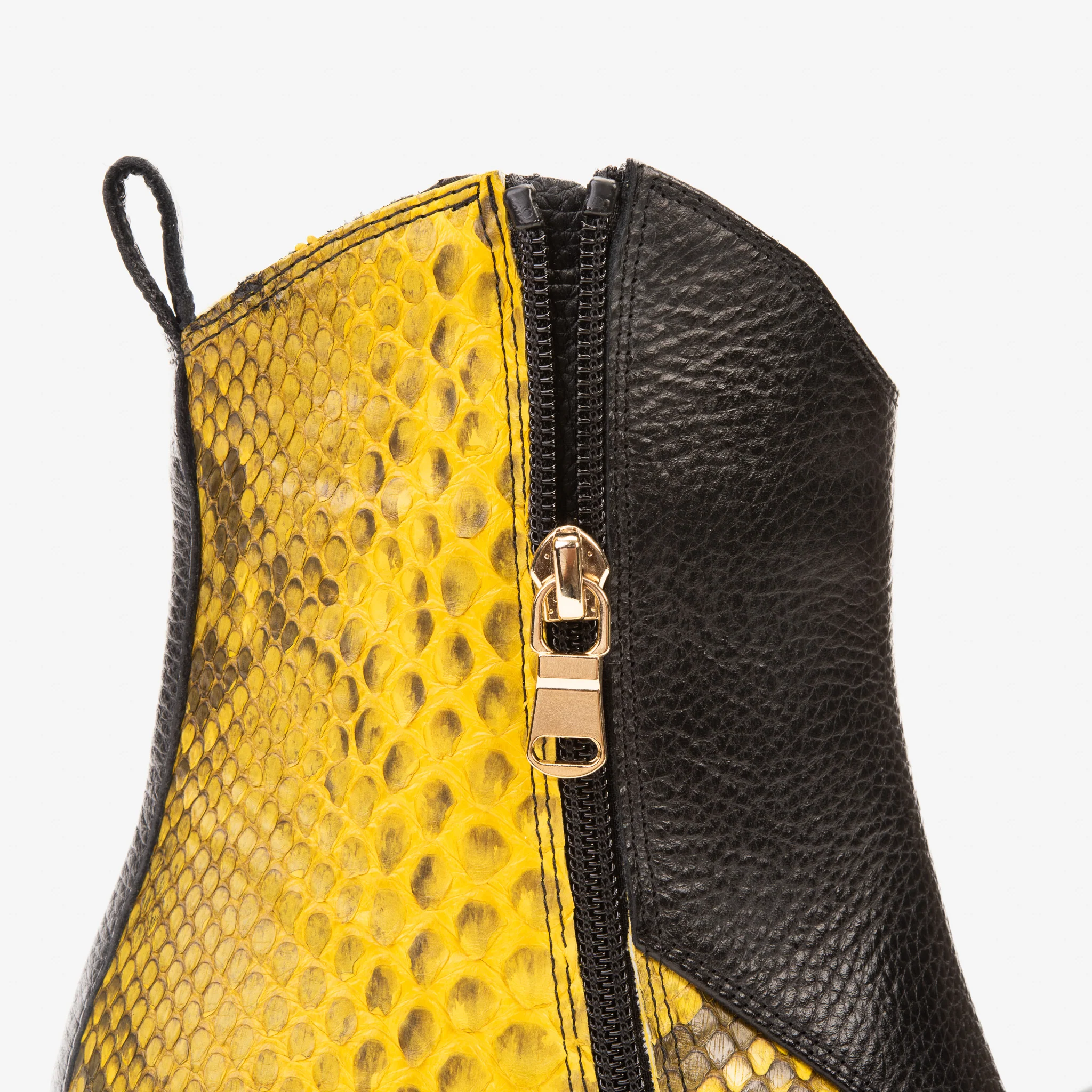 The Saturn Yellow Pythn Leather Block Heel Women Boot - Image 8