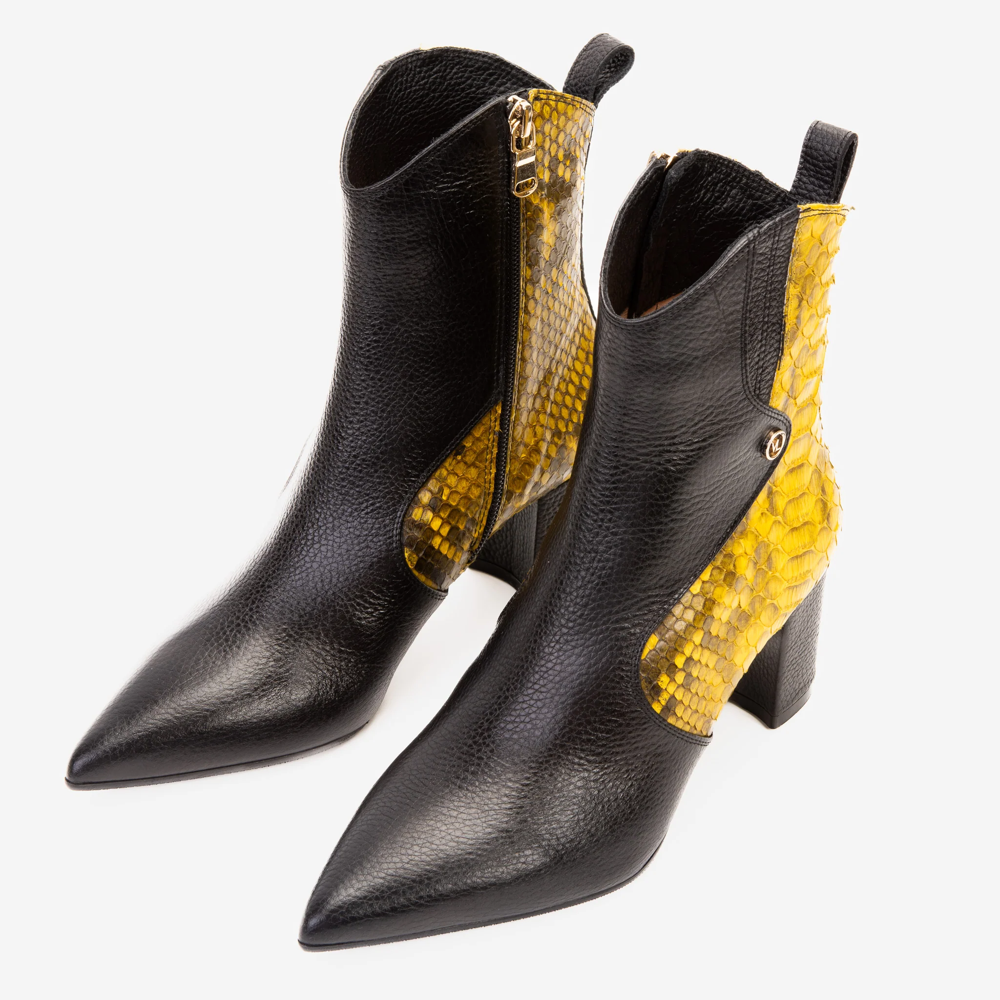 The Saturn Yellow Pythn Leather Block Heel Women Boot - Image 9