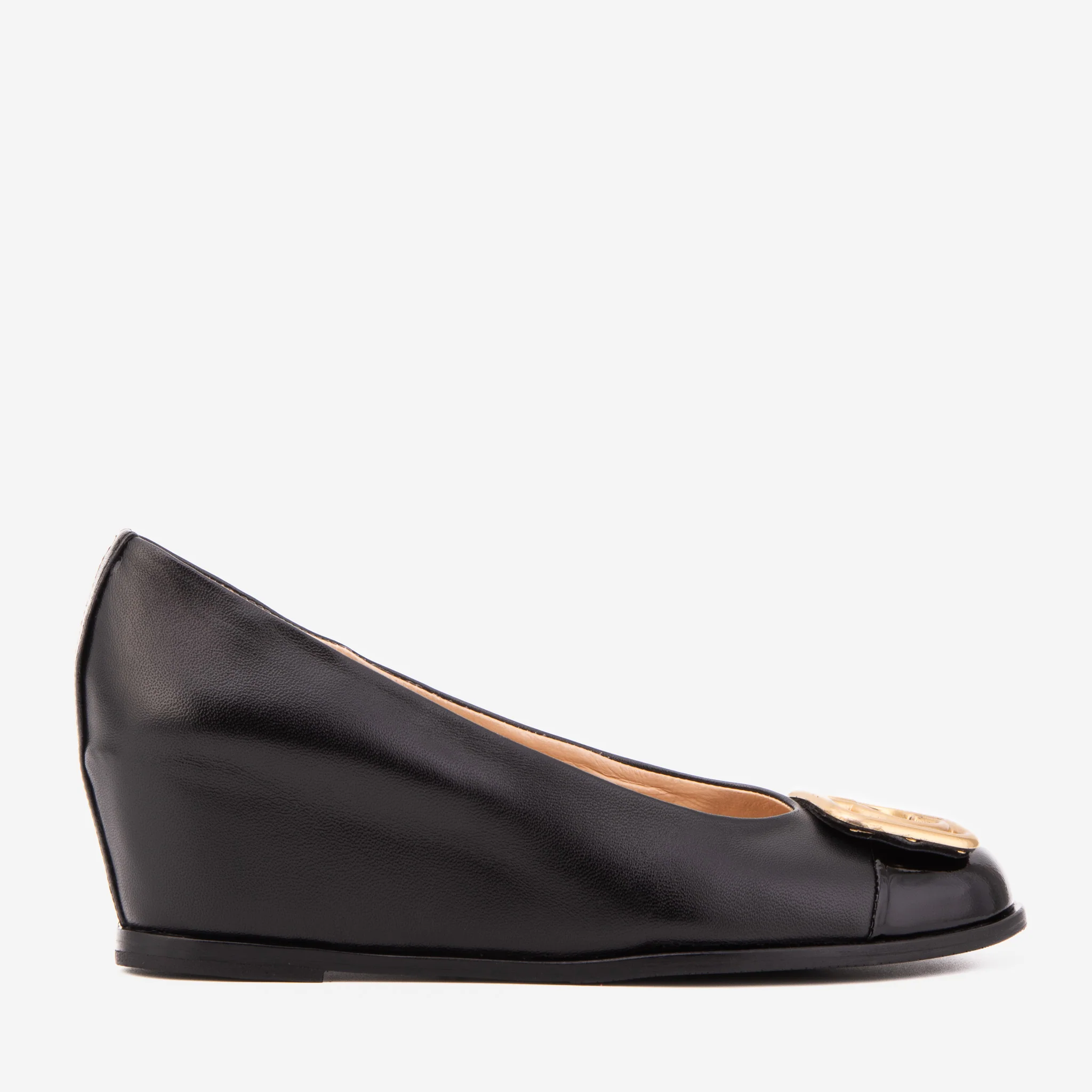 The Selene Black Leather Wedge Heel Women Shoe - Image 2