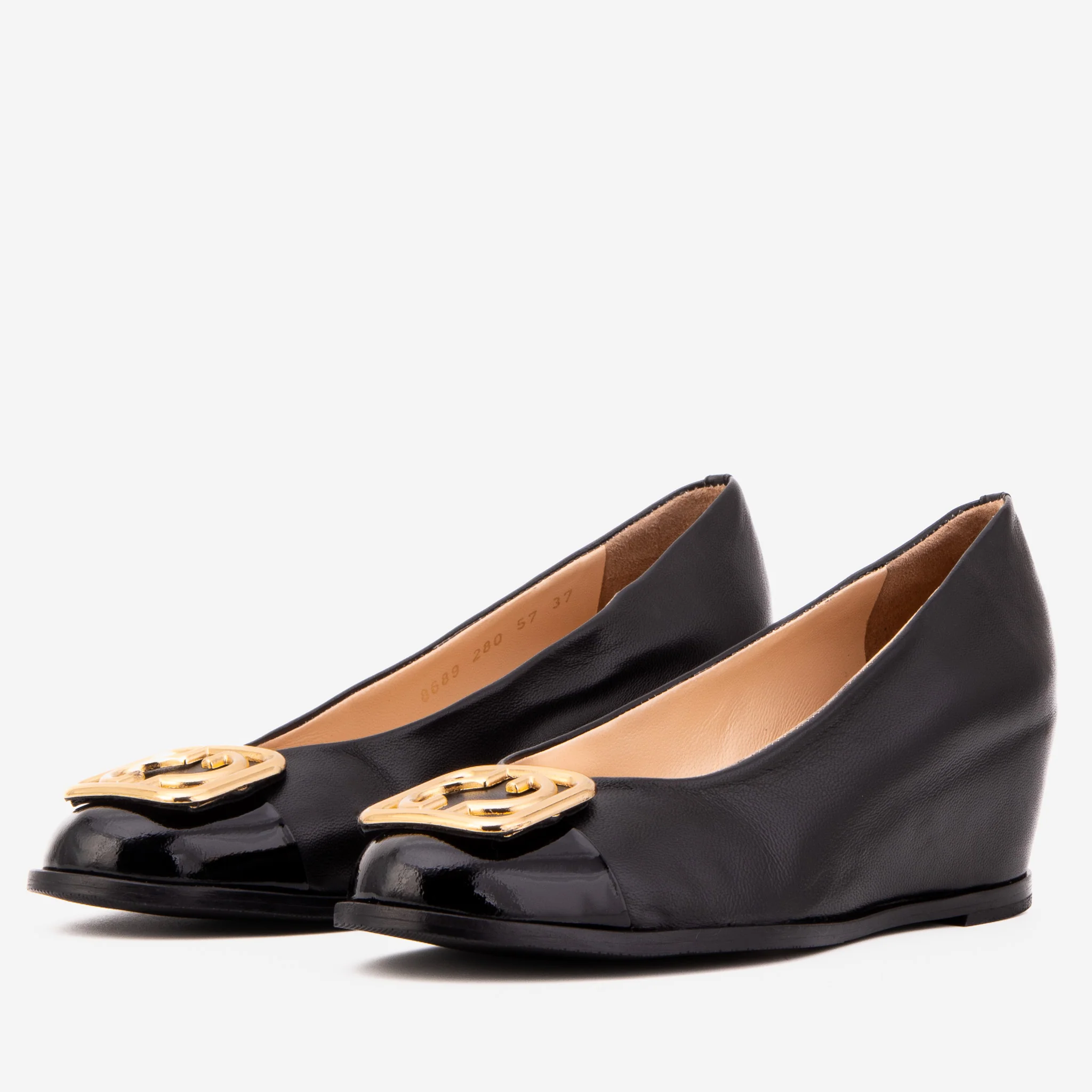 The Selene Black Leather Wedge Heel Women Shoe - Image 3