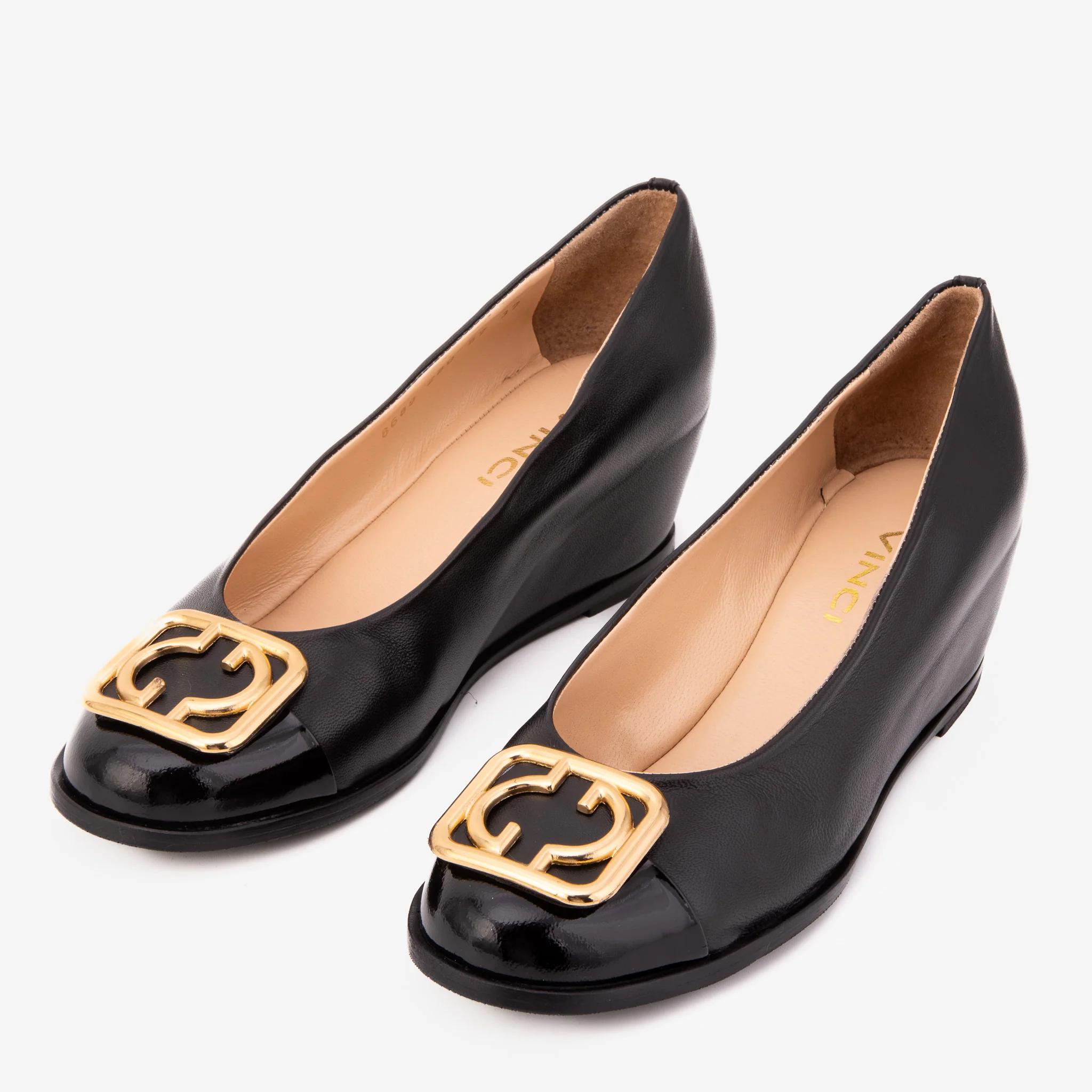 The Selene Black Leather Wedge Heel Women Shoe - Image 5