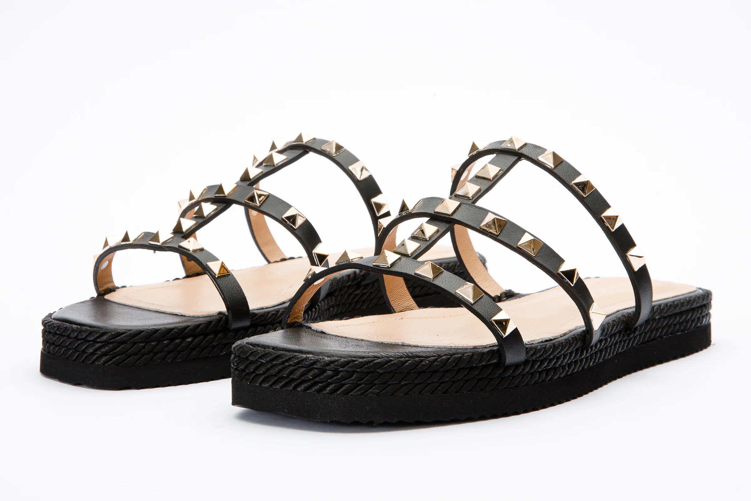 The Seul Black Leather Multi Strap Flat Women Sandal Final Sale! - Image 2