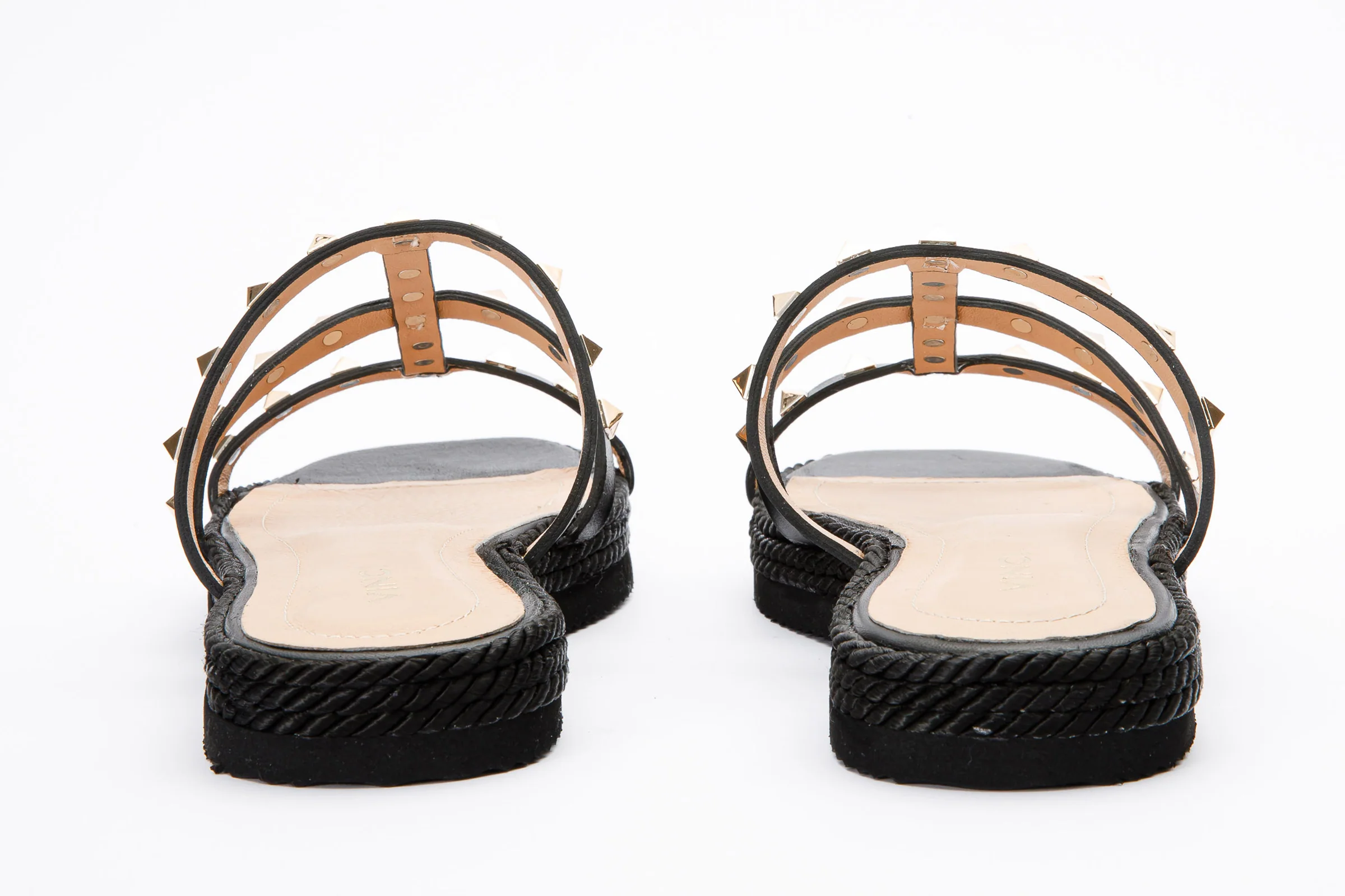 The Seul Black Leather Multi Strap Flat Women Sandal Final Sale! - Image 5