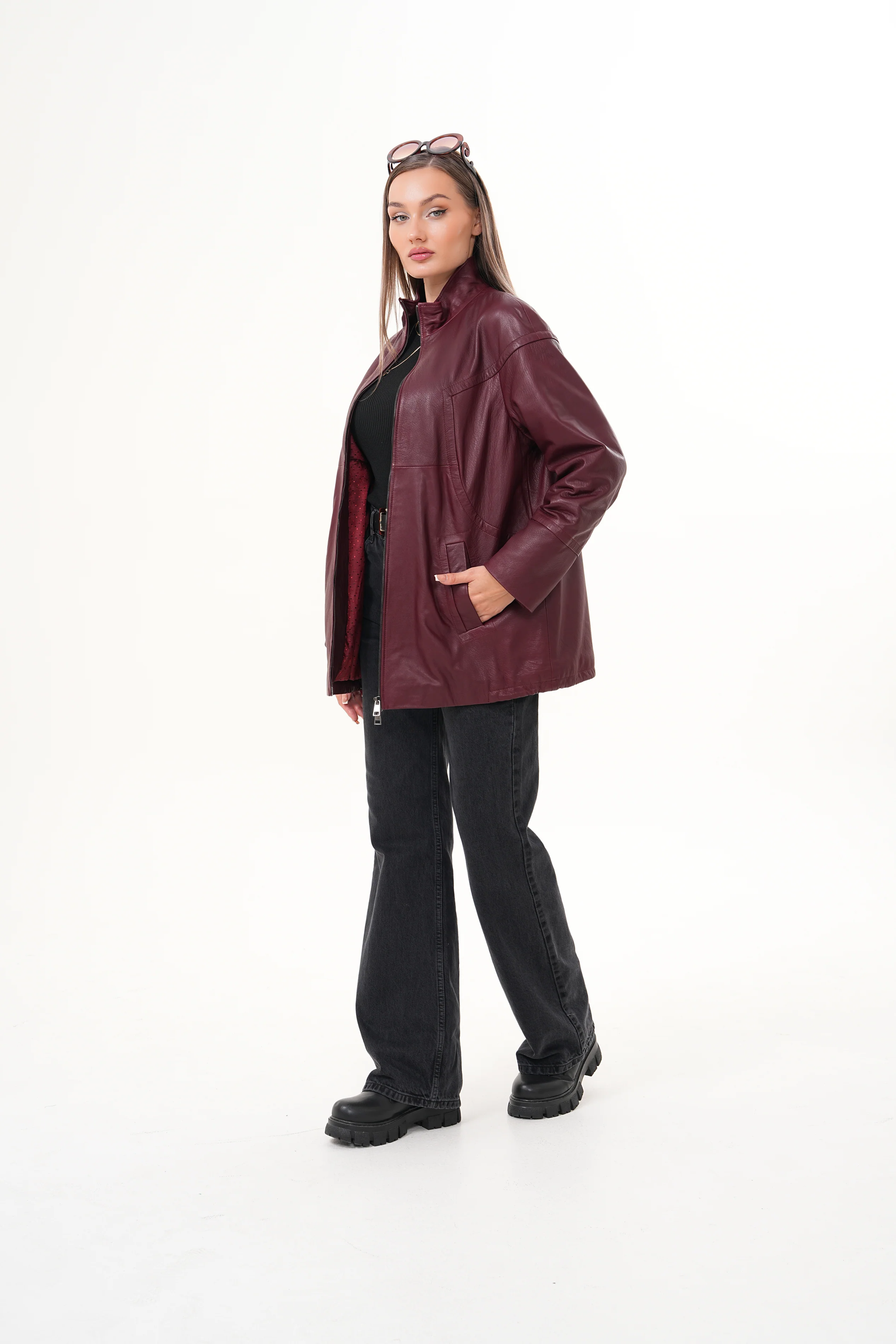 The Sierra Burgundy Leather Women Jacket - Image 5
