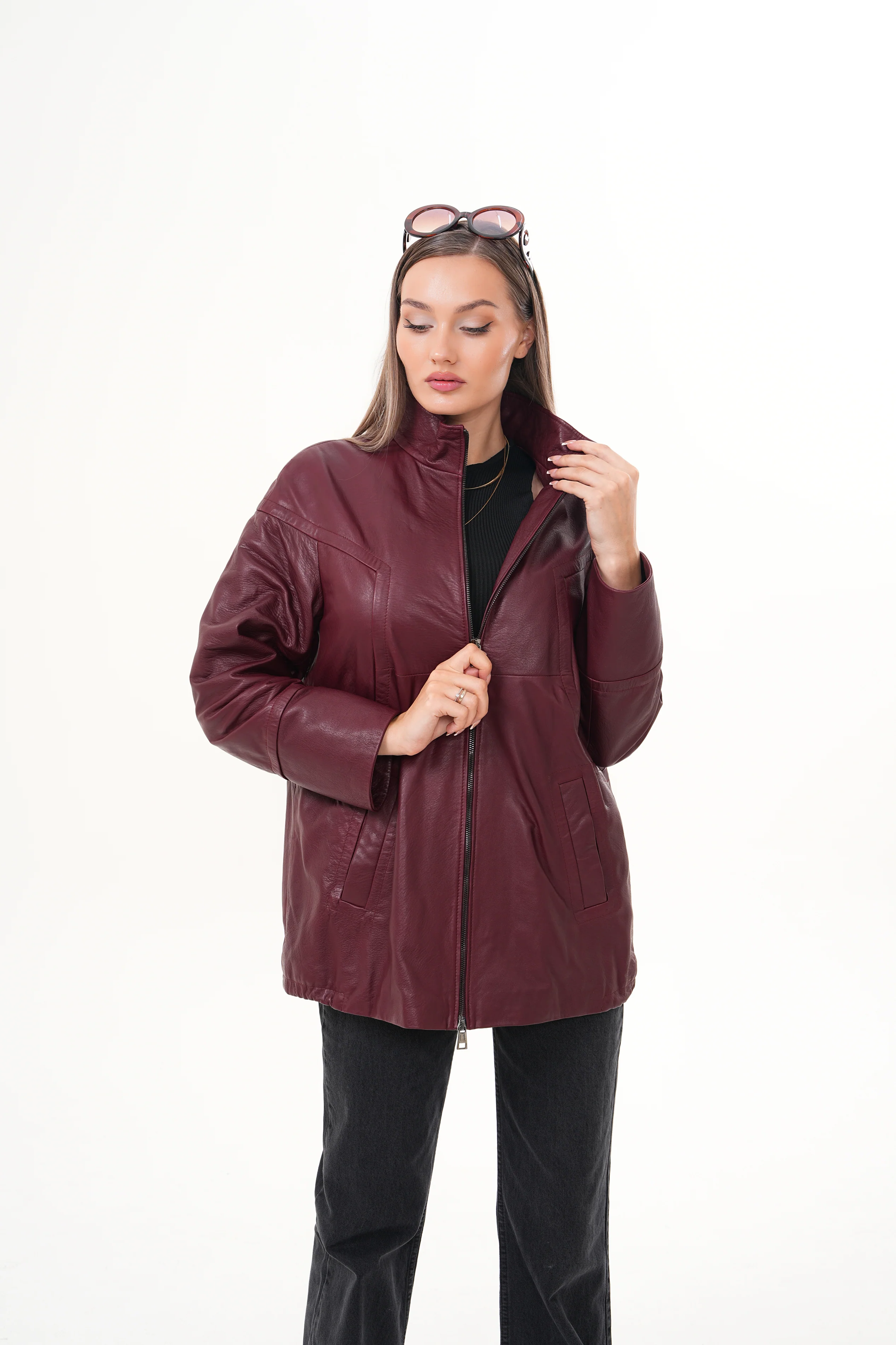 The Sierra Burgundy Leather Women Jacket - Image 7