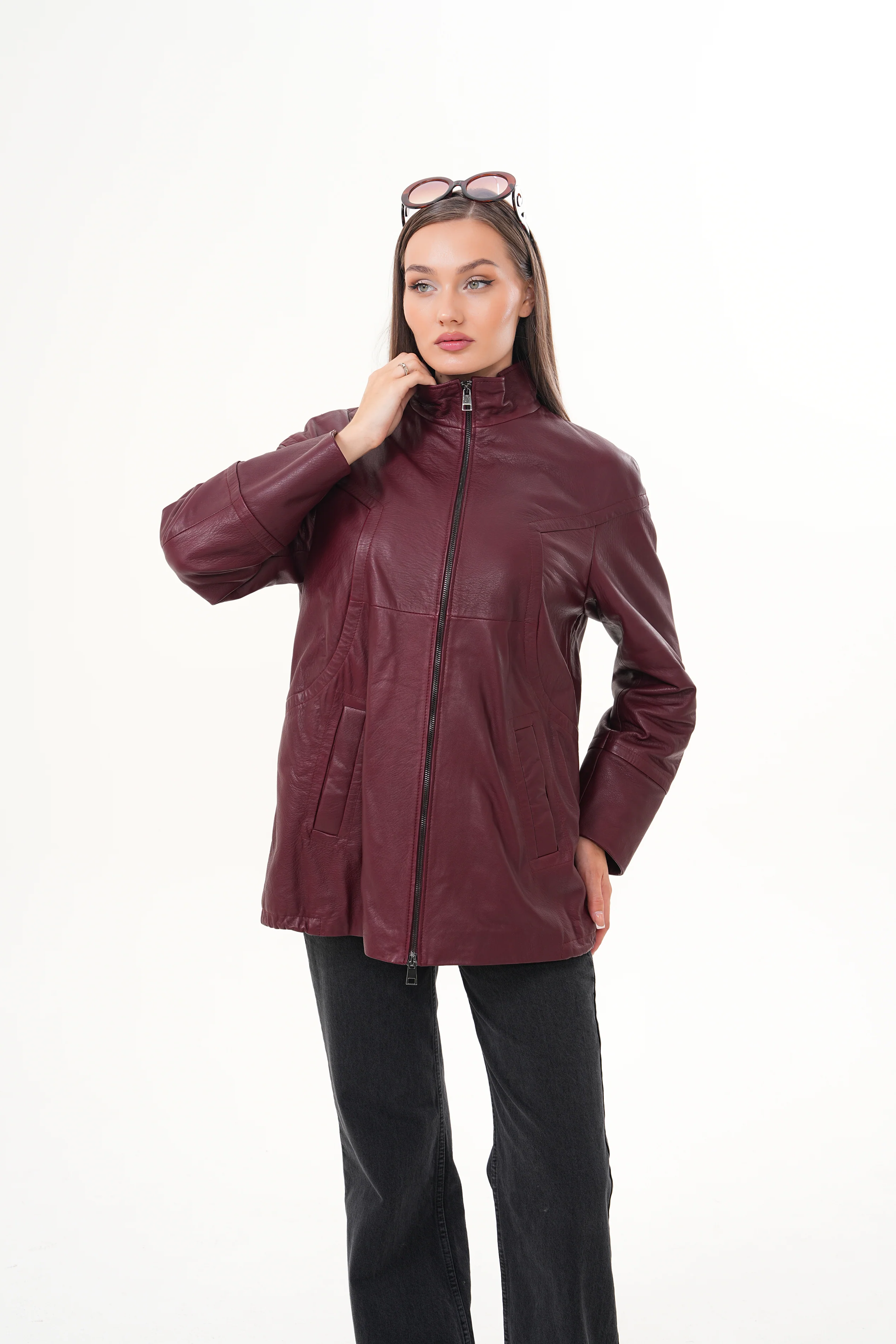 The Sierra Burgundy Leather Women Jacket - Image 9