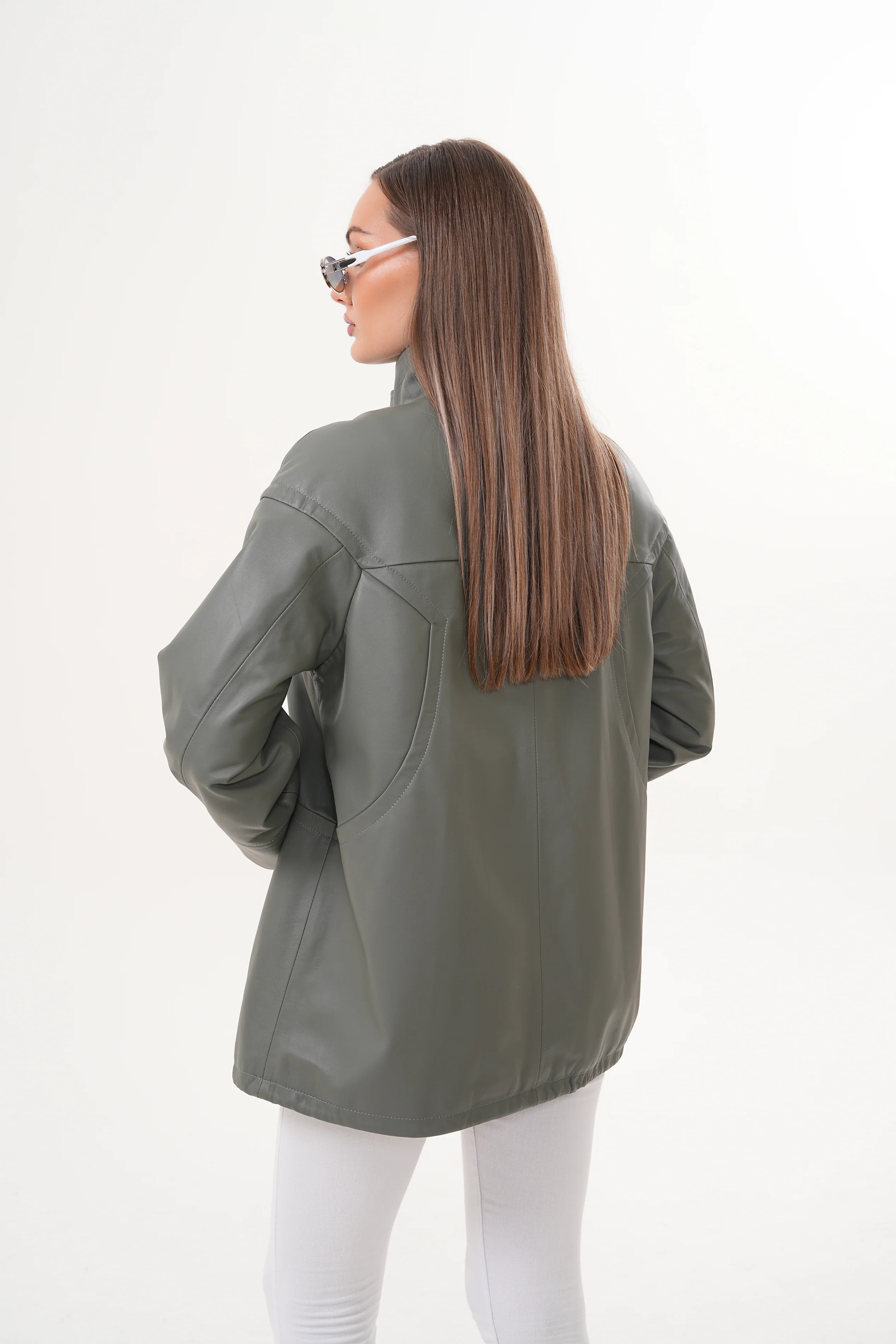 The Sierra Olive Green Leather Women Jacket - Image 5