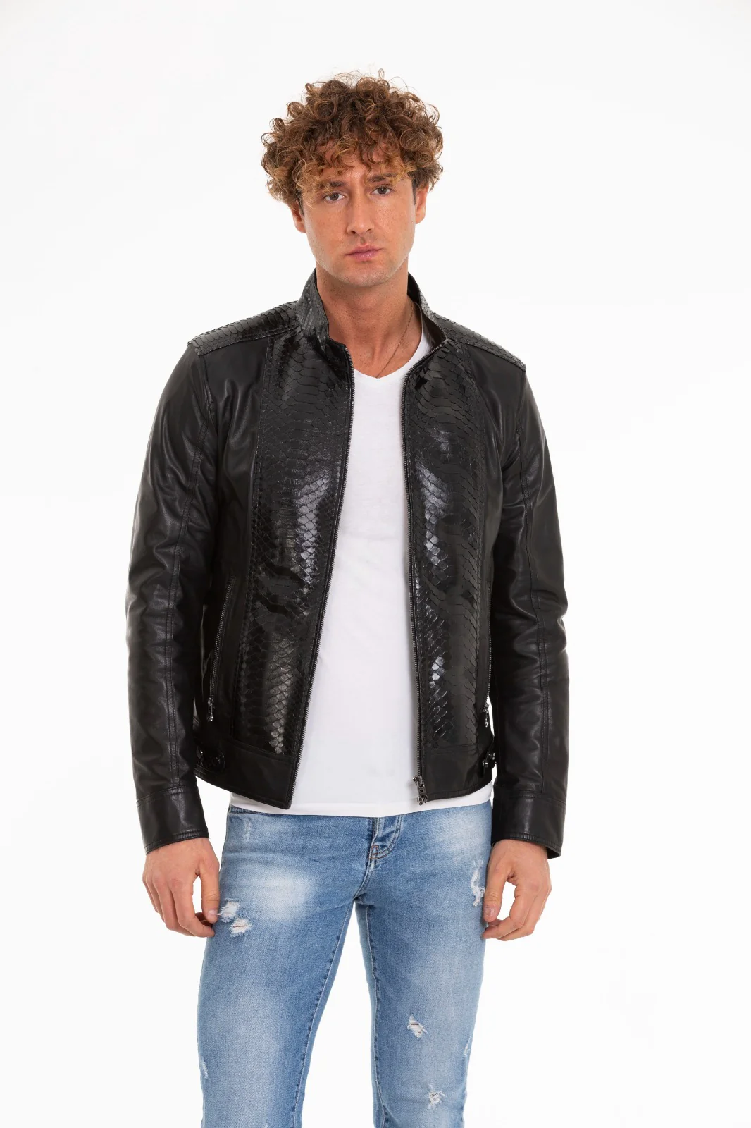 The Solvito Pythn Black Leather Men Jacket - Image 4