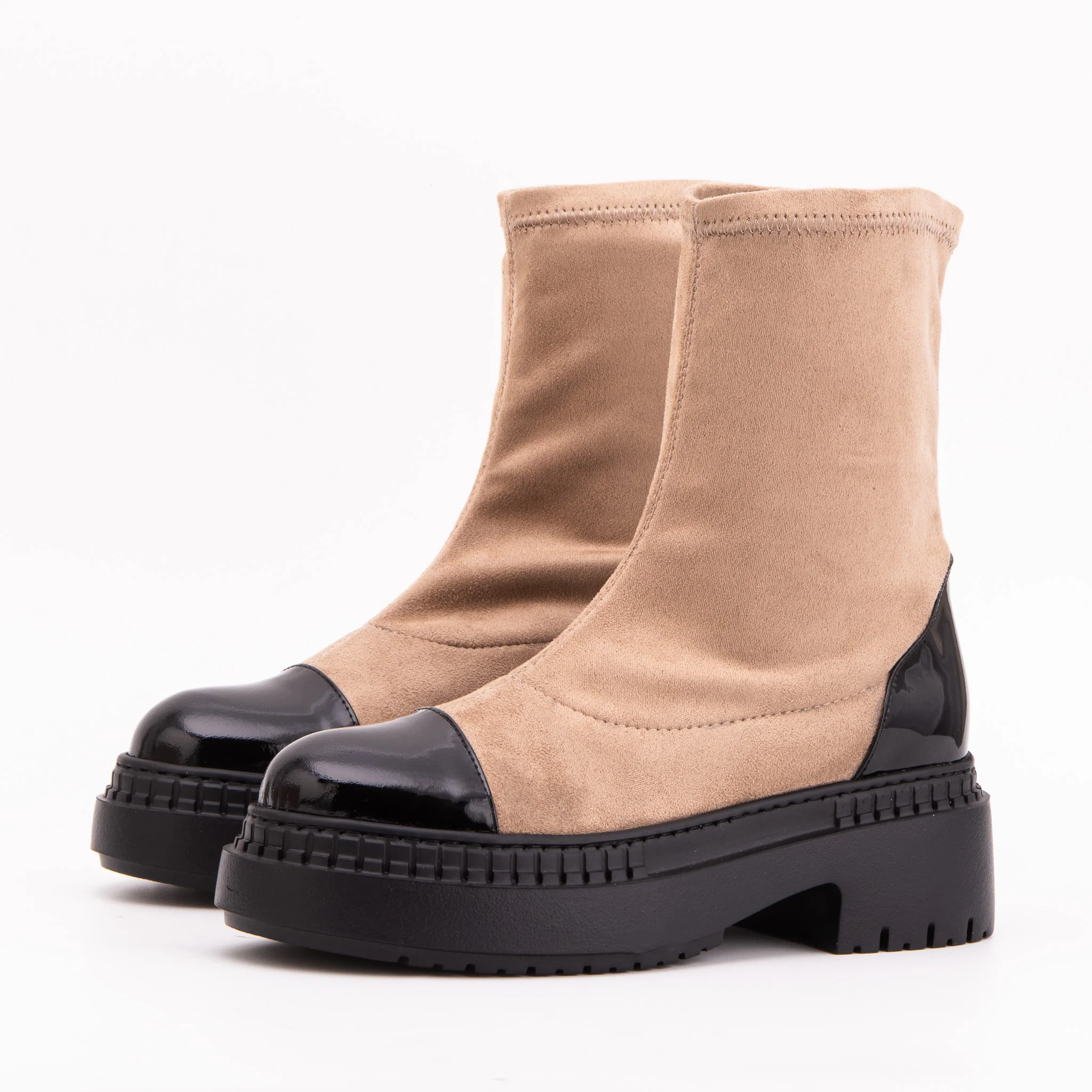 The Sorella Black Tip Beige & black Suede Leather Women’s Boot - Image 2