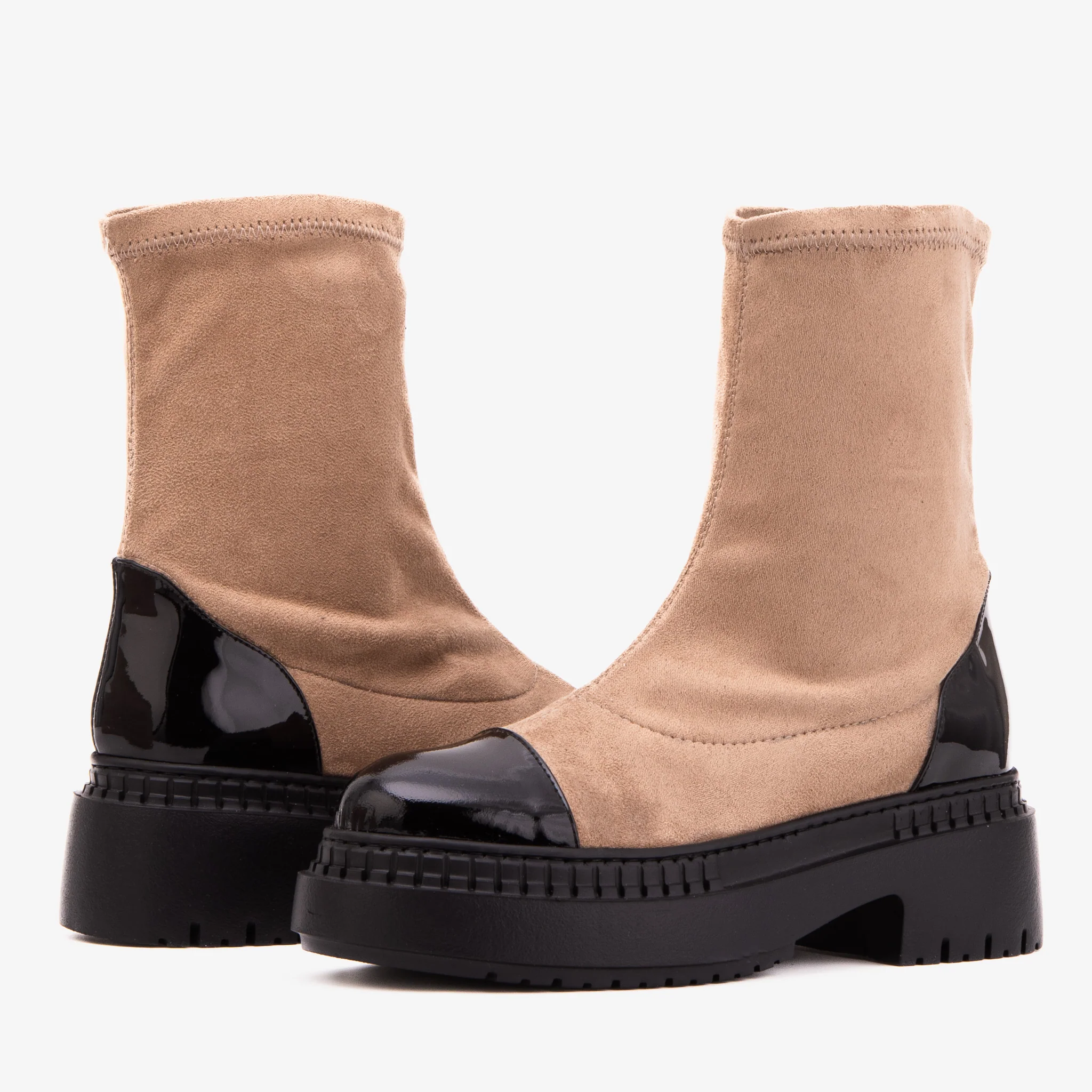 The Sorella Black Tip Beige & black Suede Leather Women’s Boot - Image 5