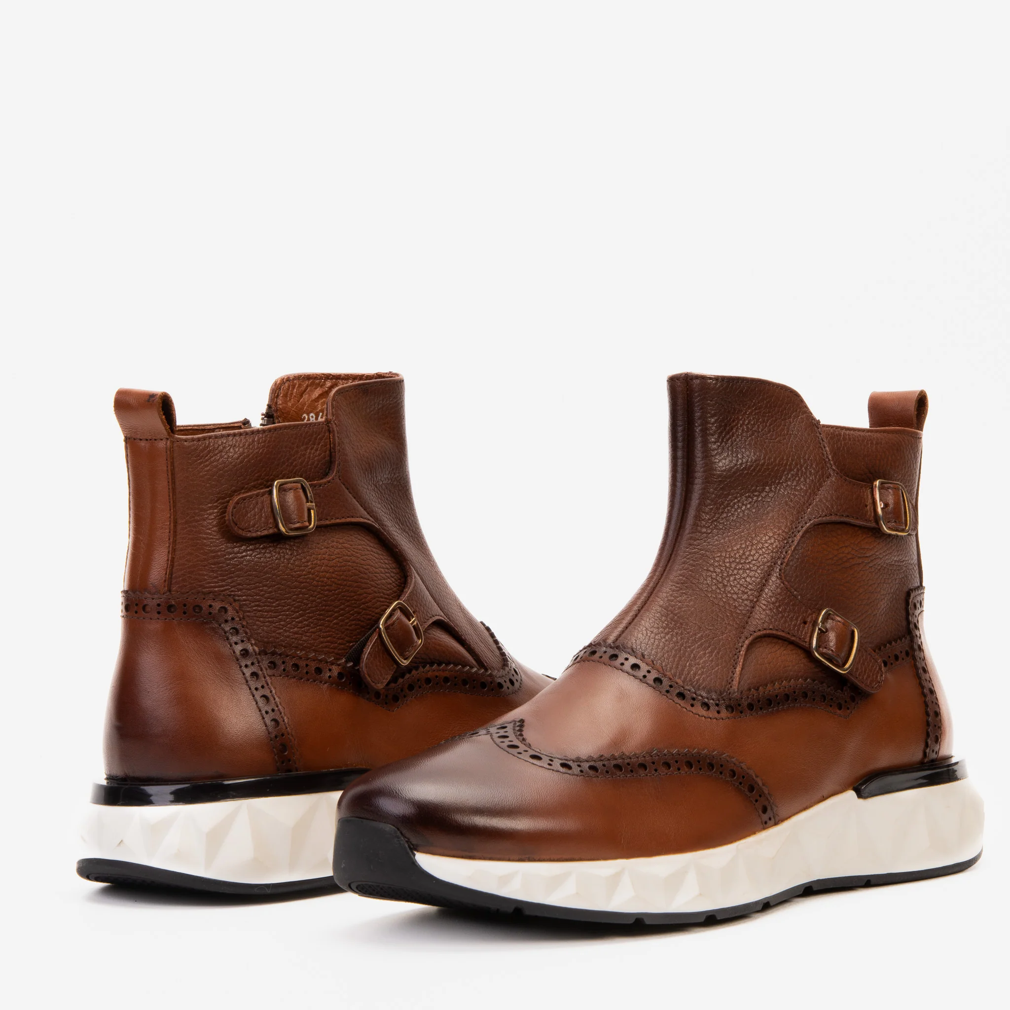 The Stealth Wingtip Buckle Tan Leather Men Boot - Image 4
