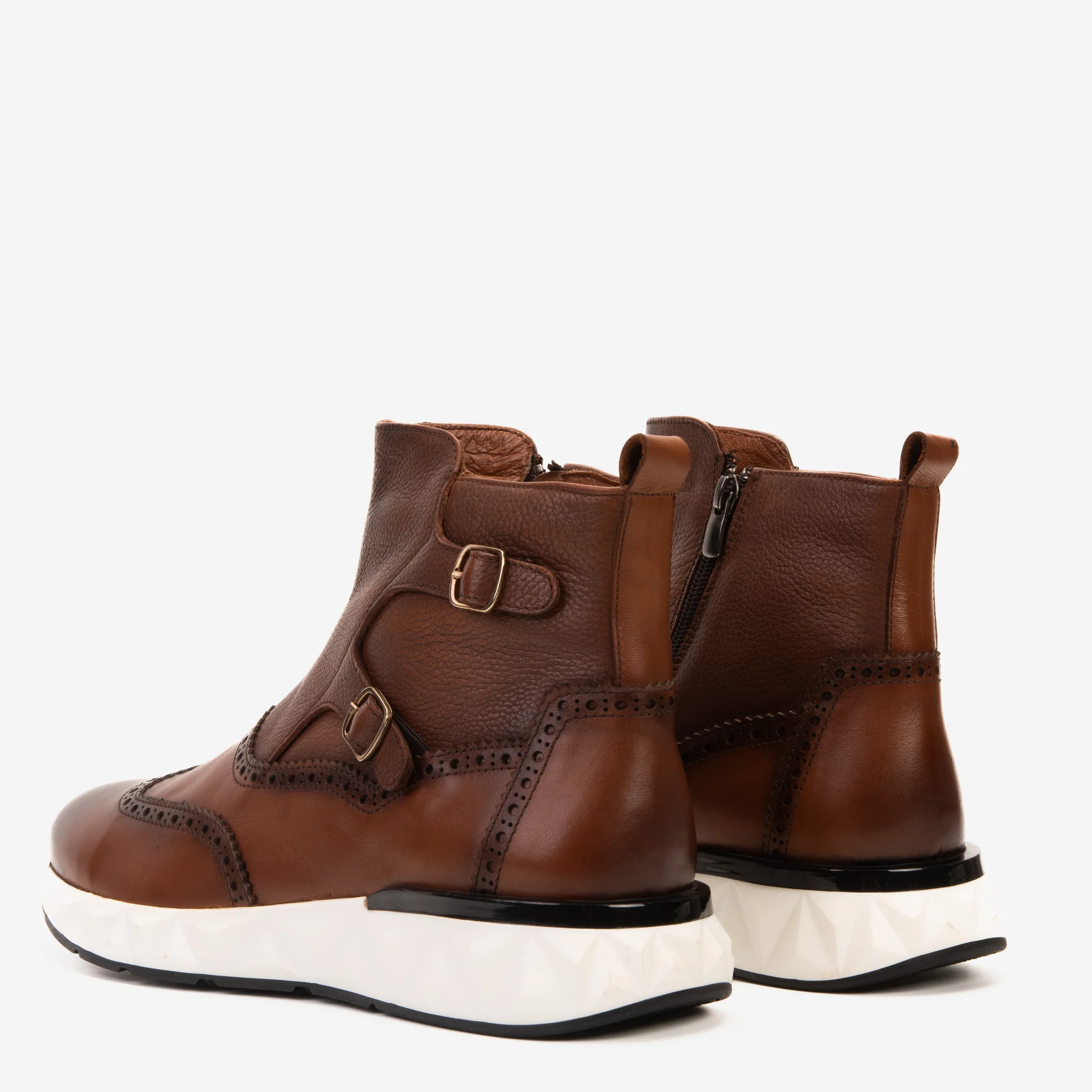 The Stealth Wingtip Buckle Tan Leather Men Boot - Image 5