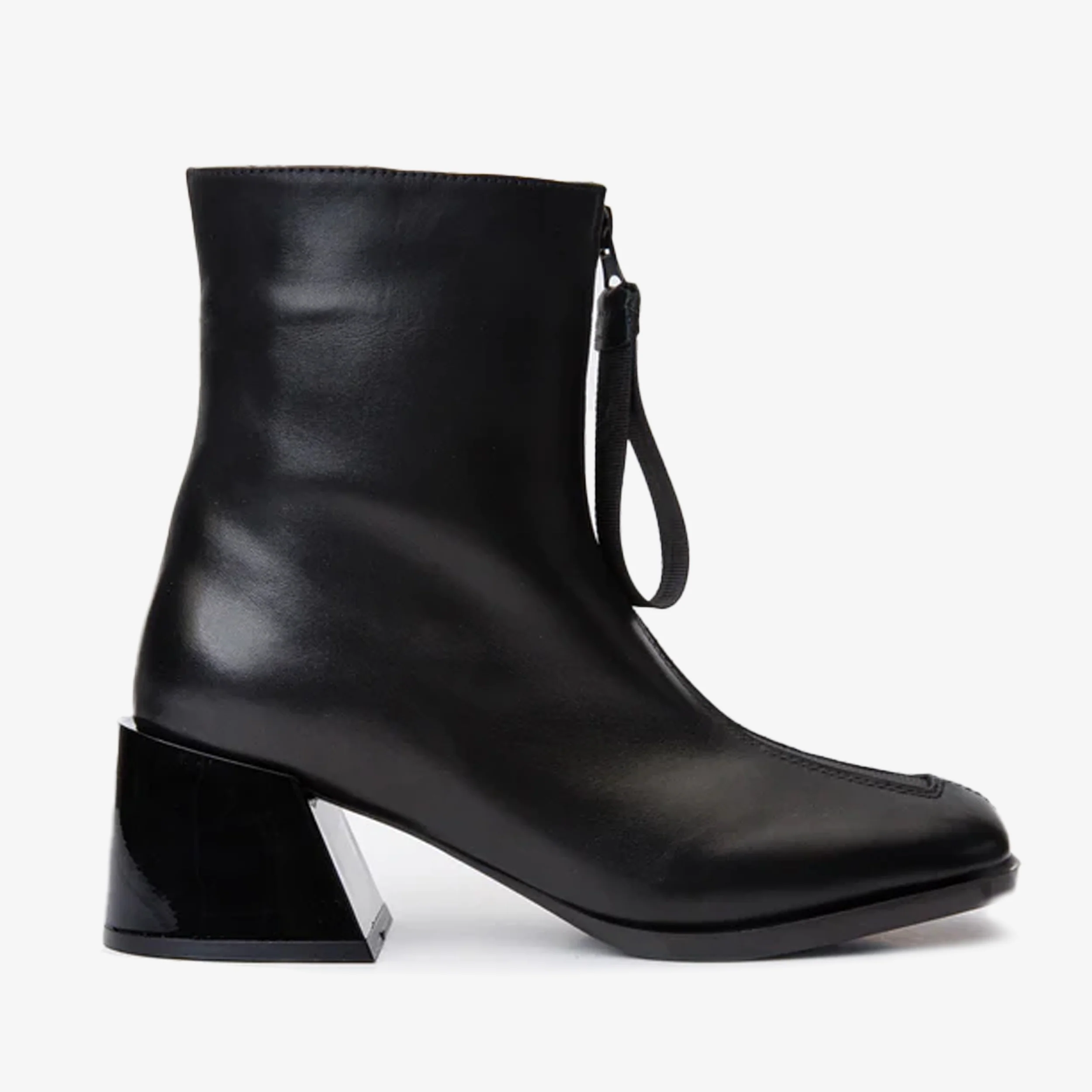 The Tackle Black Leather Block Heel Women Boot - Image 2