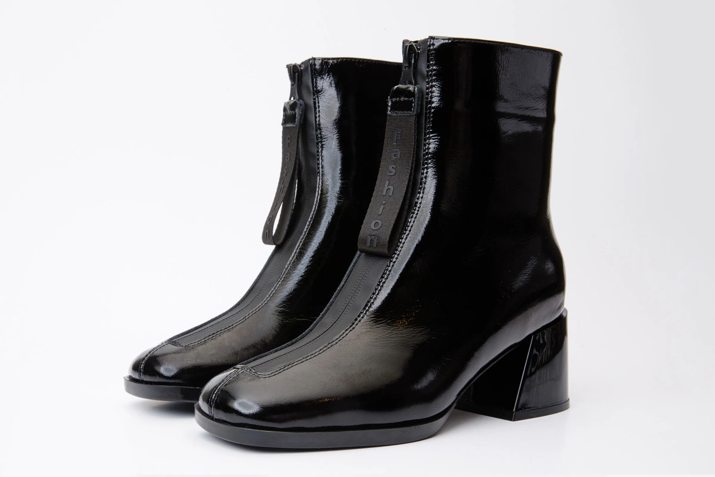 The Tackle Black Patent Leather Block Heel Women Boot - Image 3