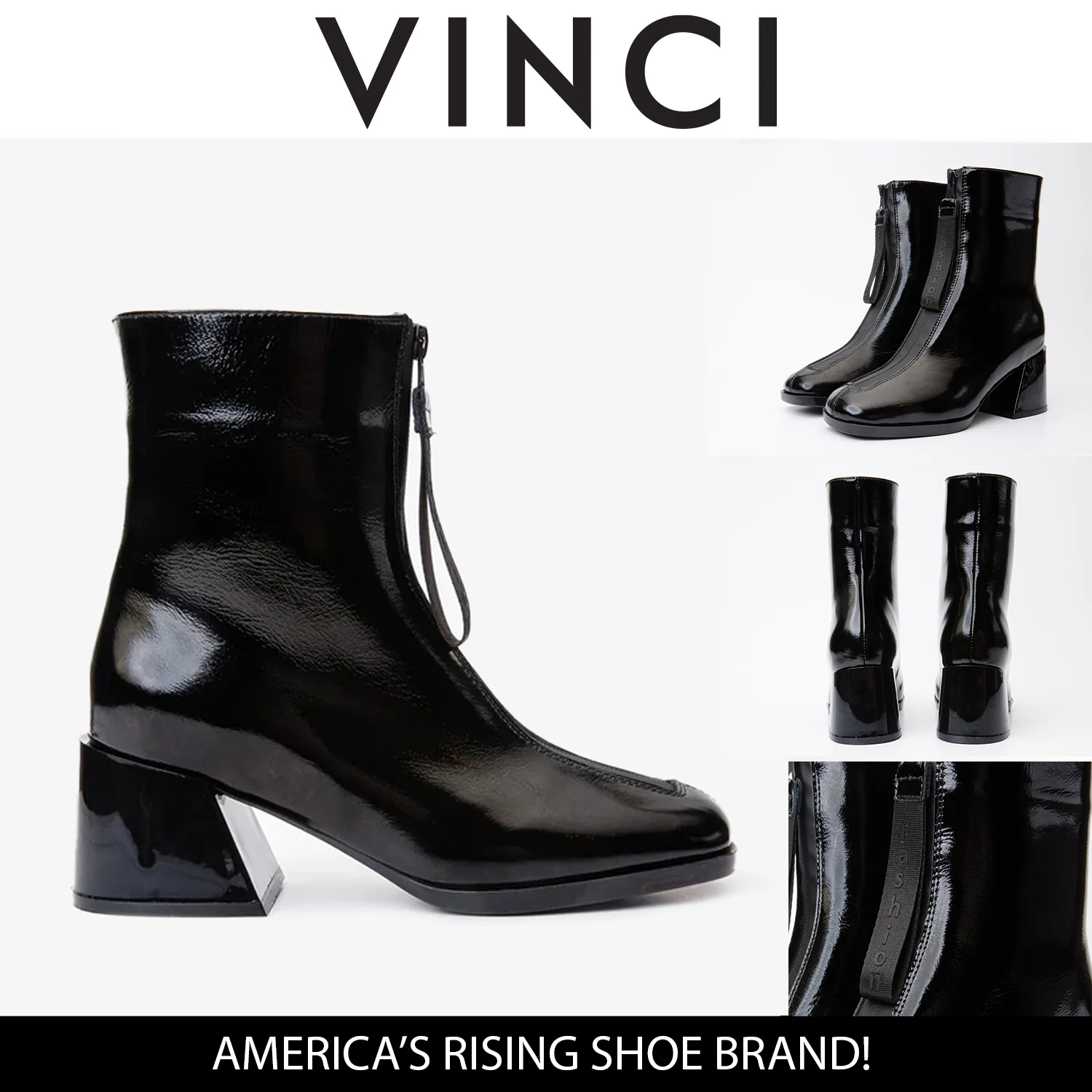 The Tackle Black Patent Leather Block Heel Women Boot - Image 6