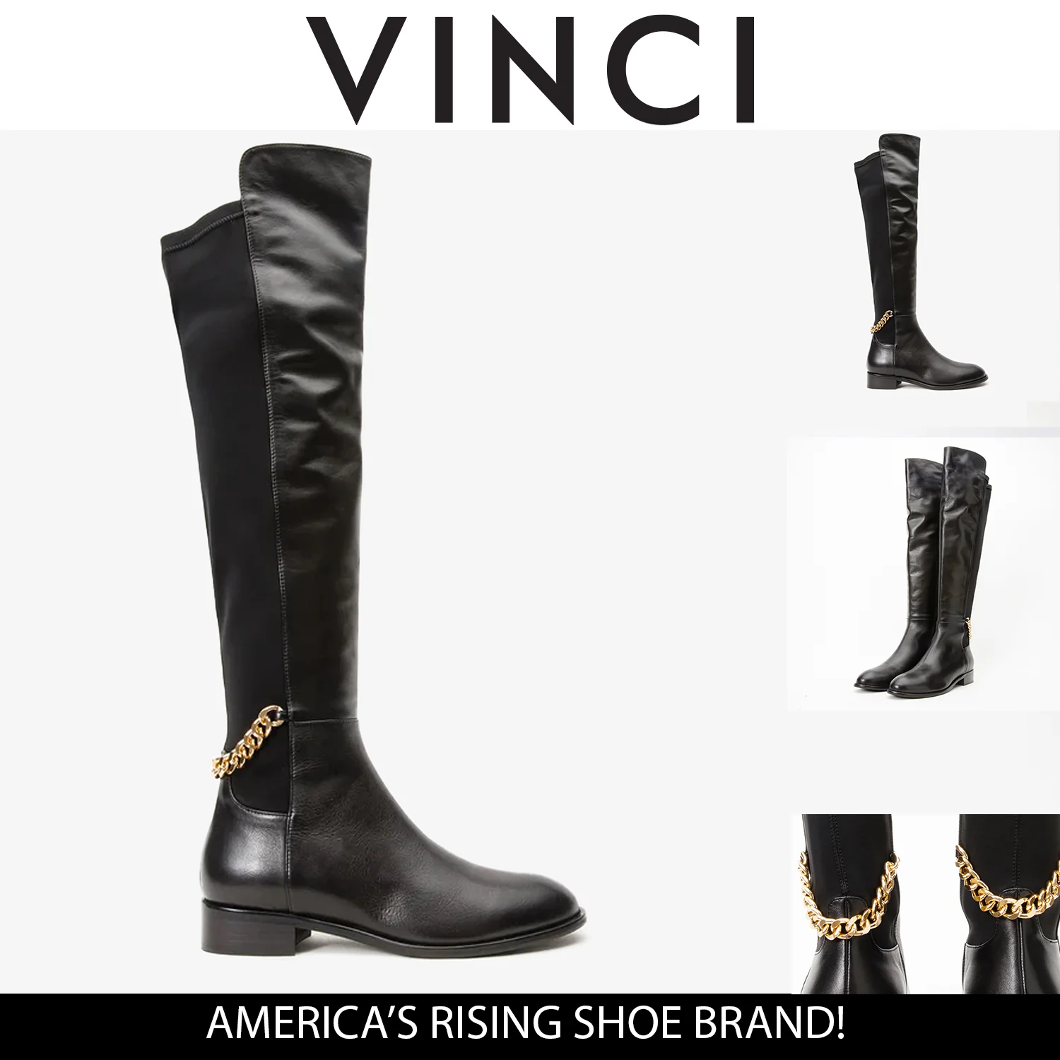 The Tallin Black Leather Knee High Women Boot