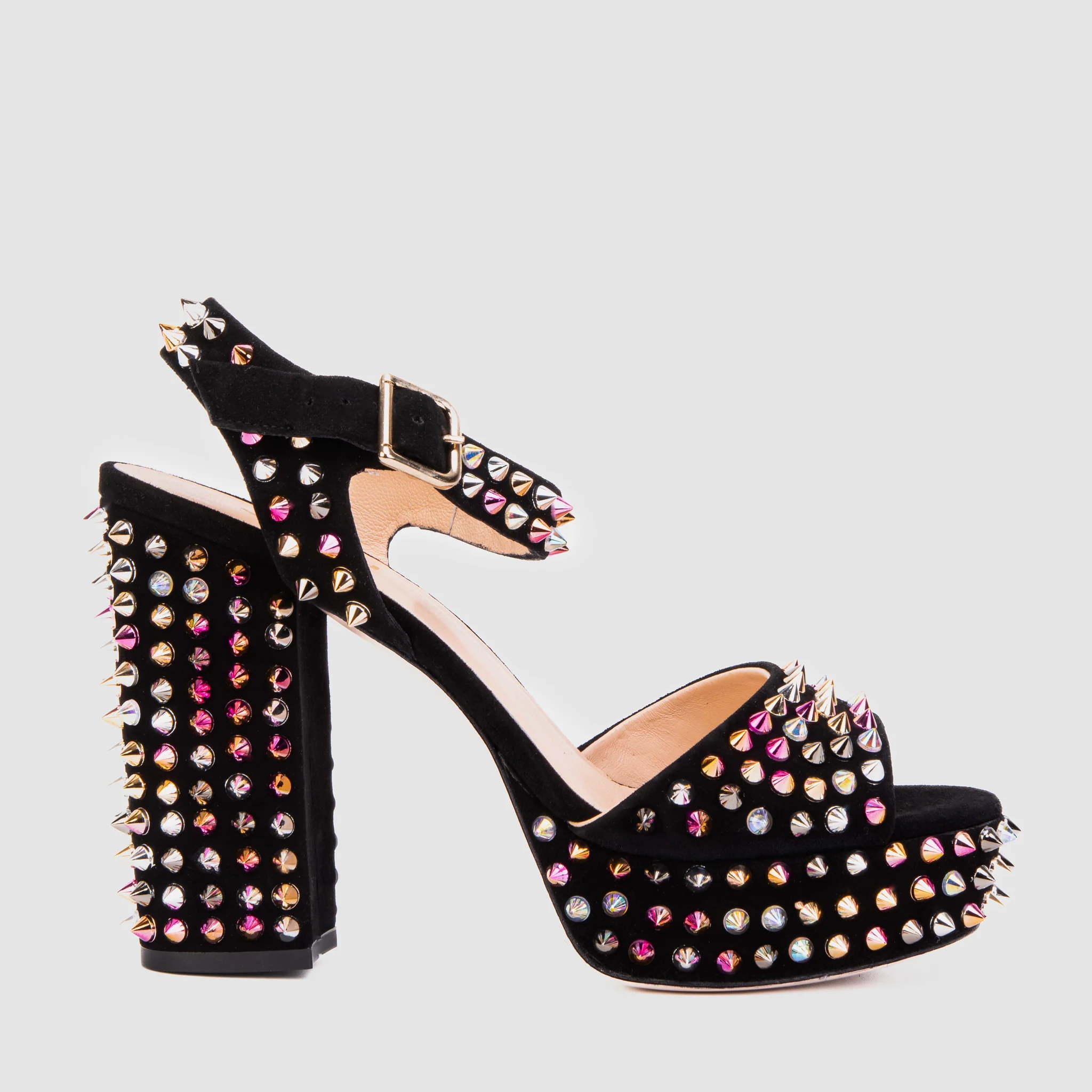 The Tampico Black Suede Leather Spike Platform Heel Women Sandal - Image 2