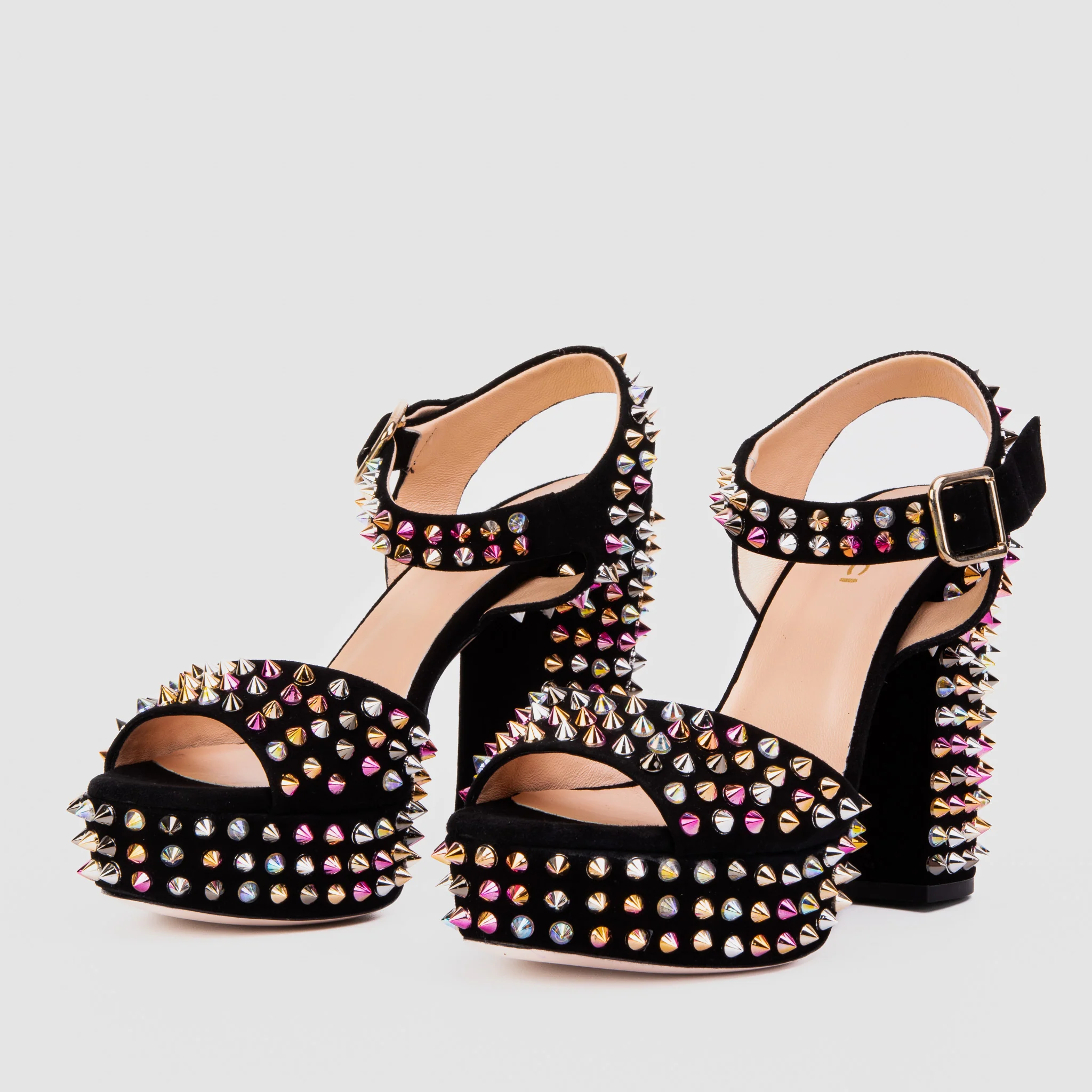 The Tampico Black Suede Leather Spike Platform Heel Women Sandal - Image 3