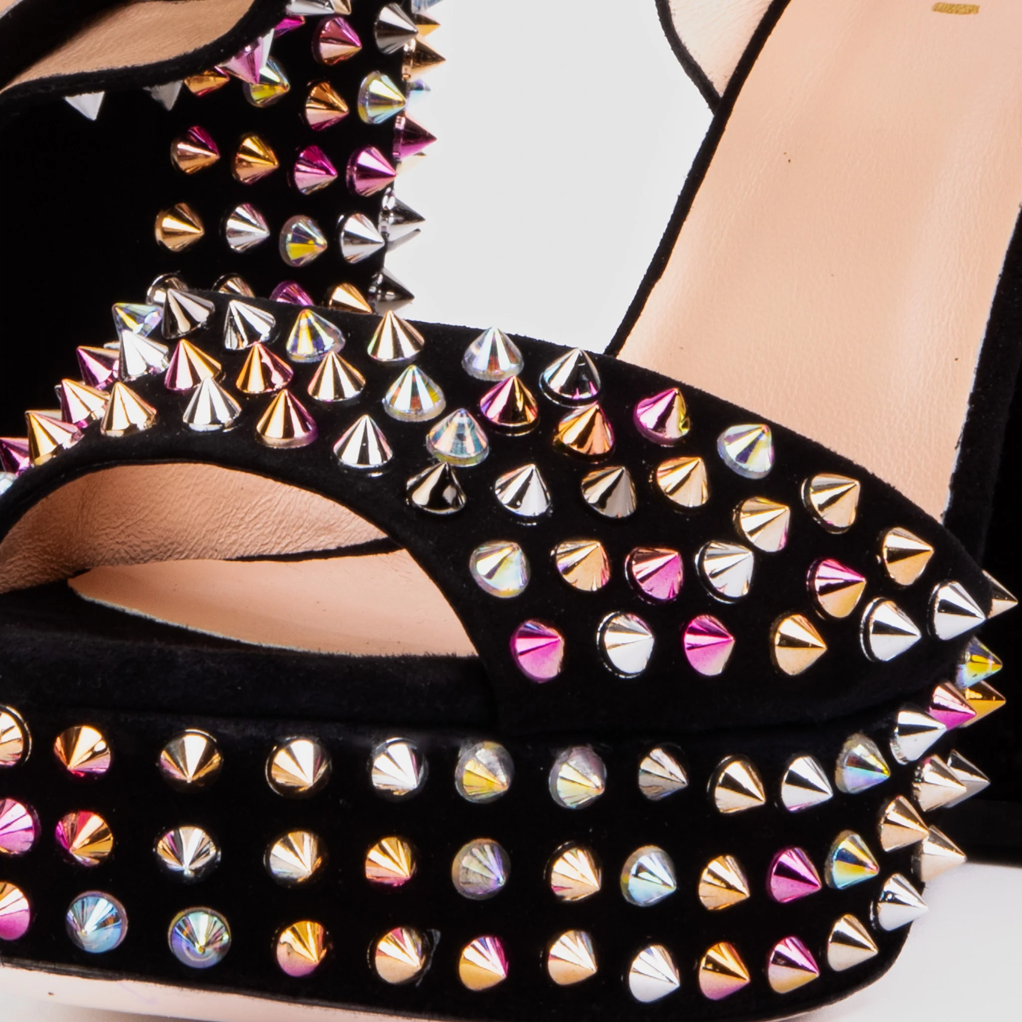 The Tampico Black Suede Leather Spike Platform Heel Women Sandal - Image 5