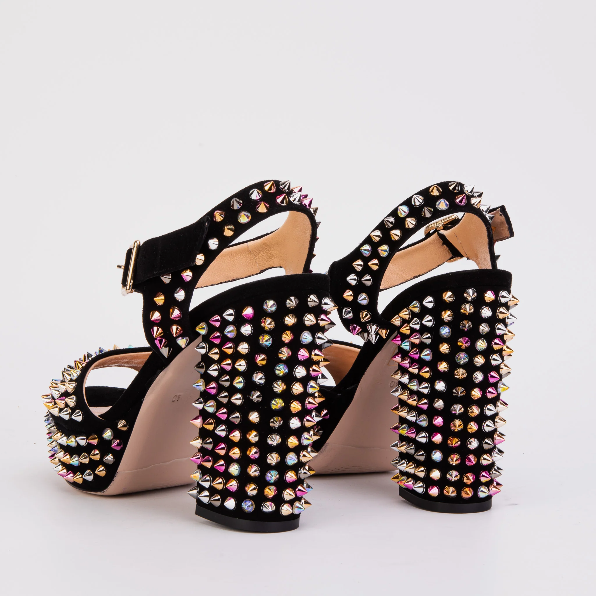 The Tampico Black Suede Leather Spike Platform Heel Women Sandal - Image 6