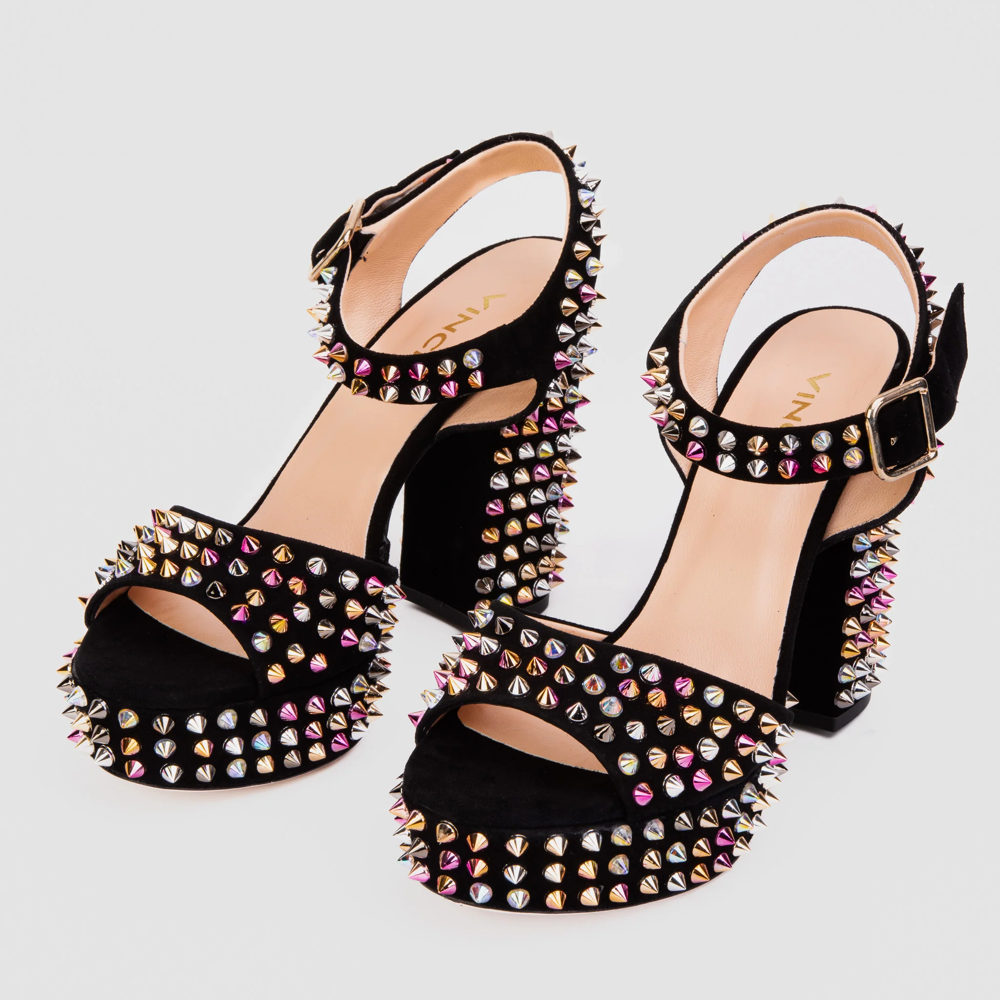 The Tampico Black Suede Leather Spike Platform Heel Women Sandal - Image 7