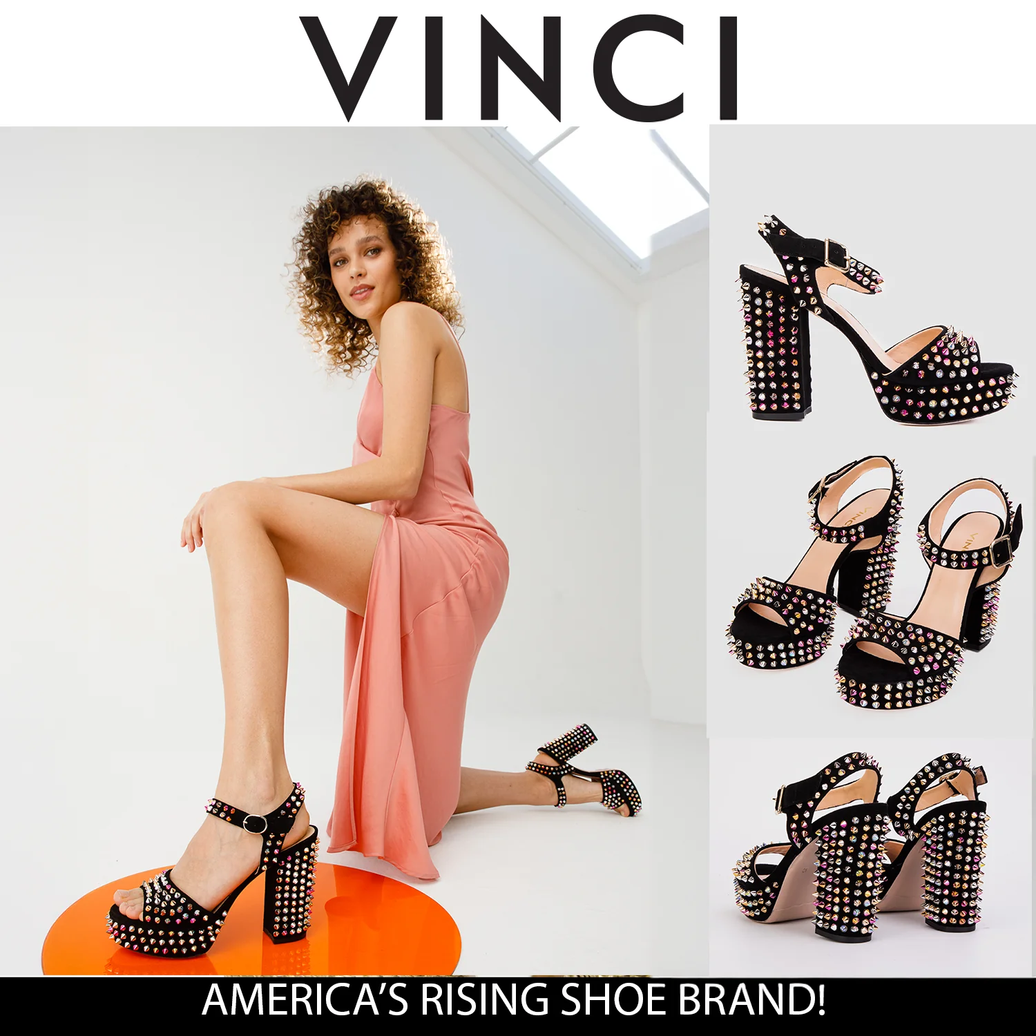 The Tampico Black Suede Leather Spike Platform Heel Women Sandal - Image 8