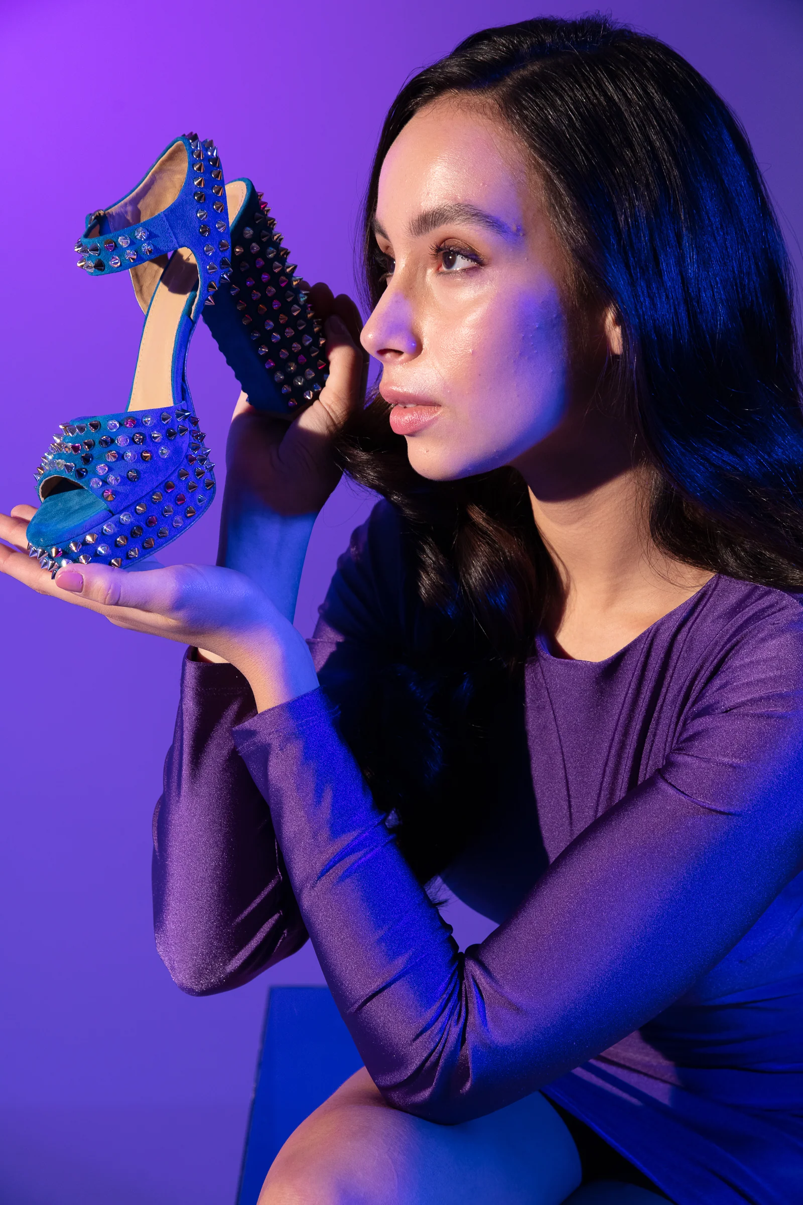 The Tampico Blue Suede Leather Spike Platform Heel Women Sandal - Image 11
