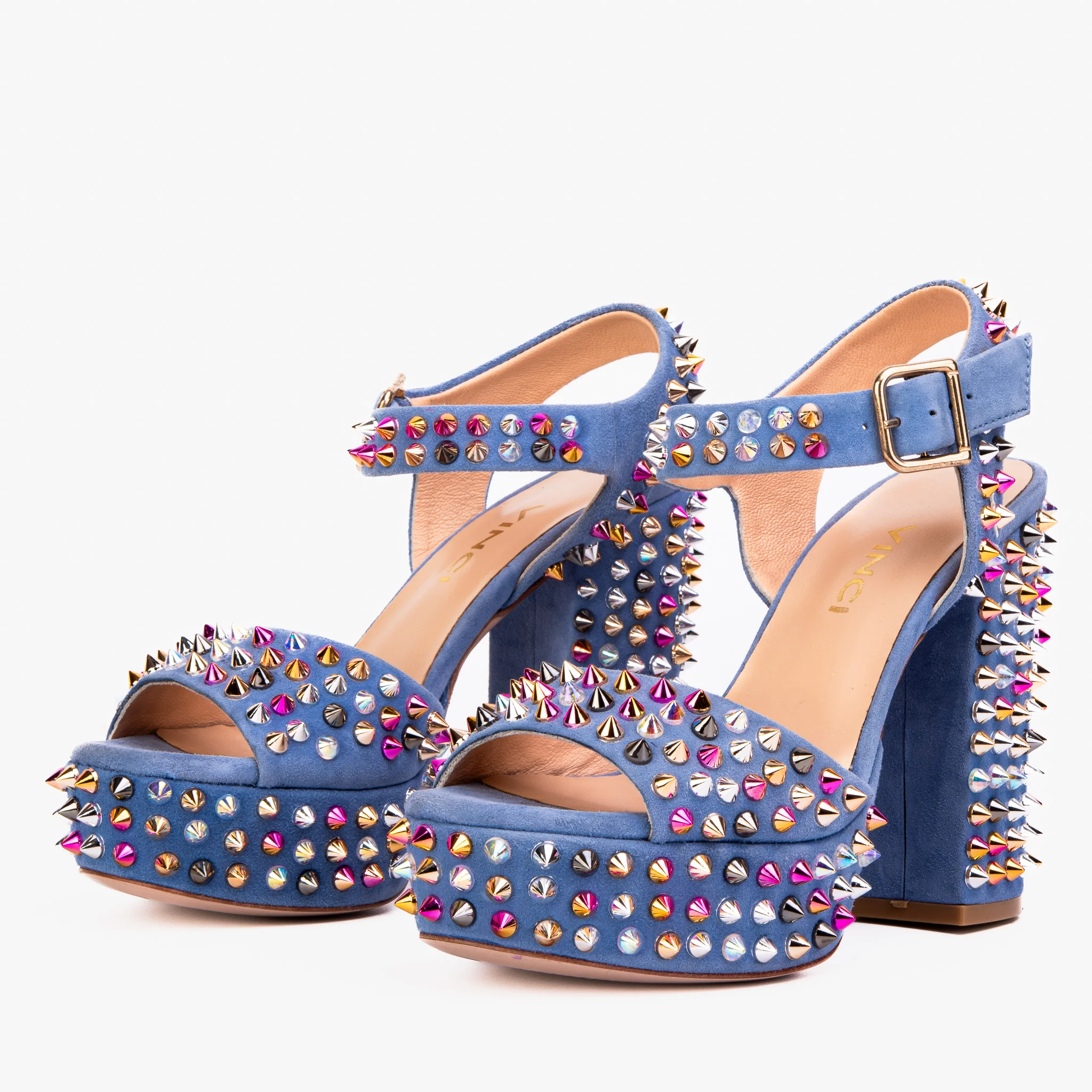 The Tampico Blue Suede Leather Spike Platform Heel Women Sandal - Image 3