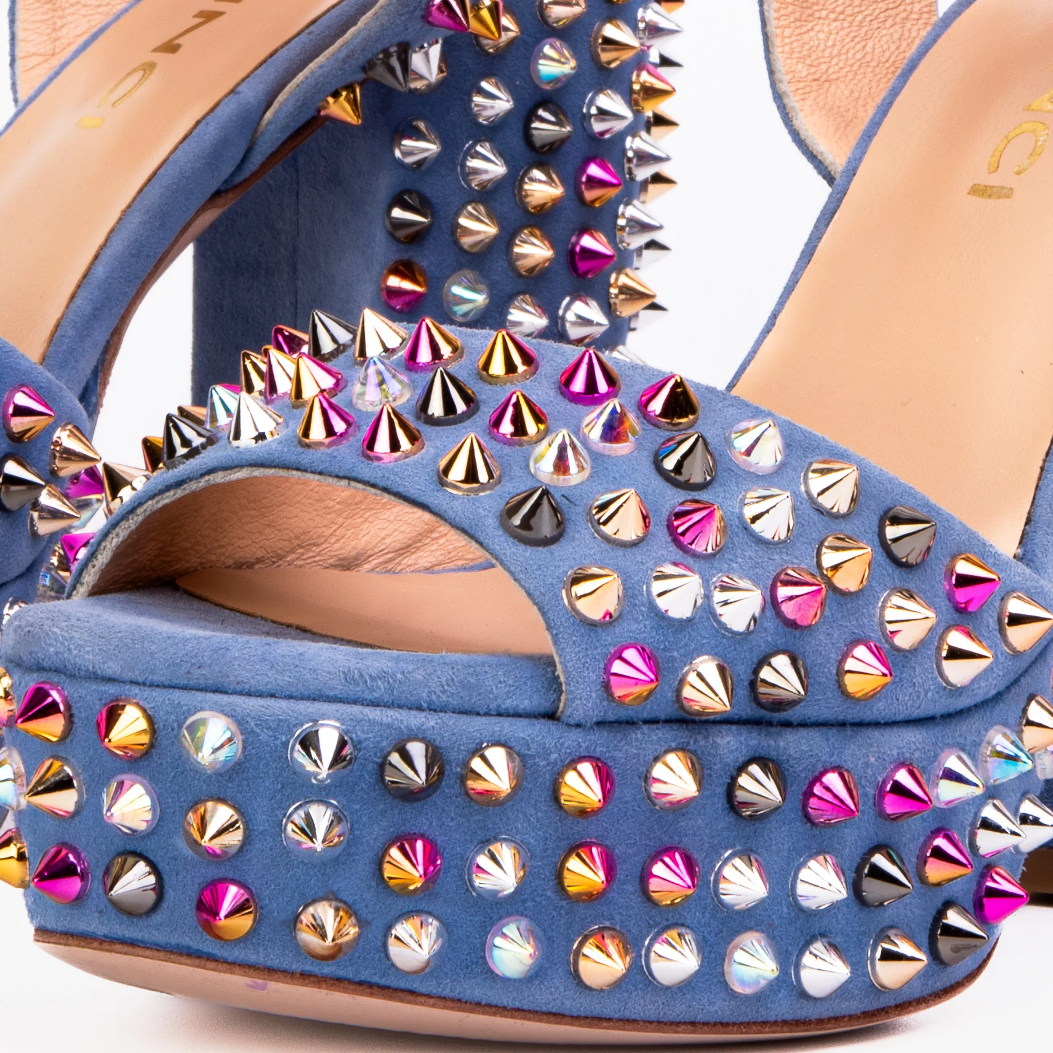 The Tampico Blue Suede Leather Spike Platform Heel Women Sandal - Image 4