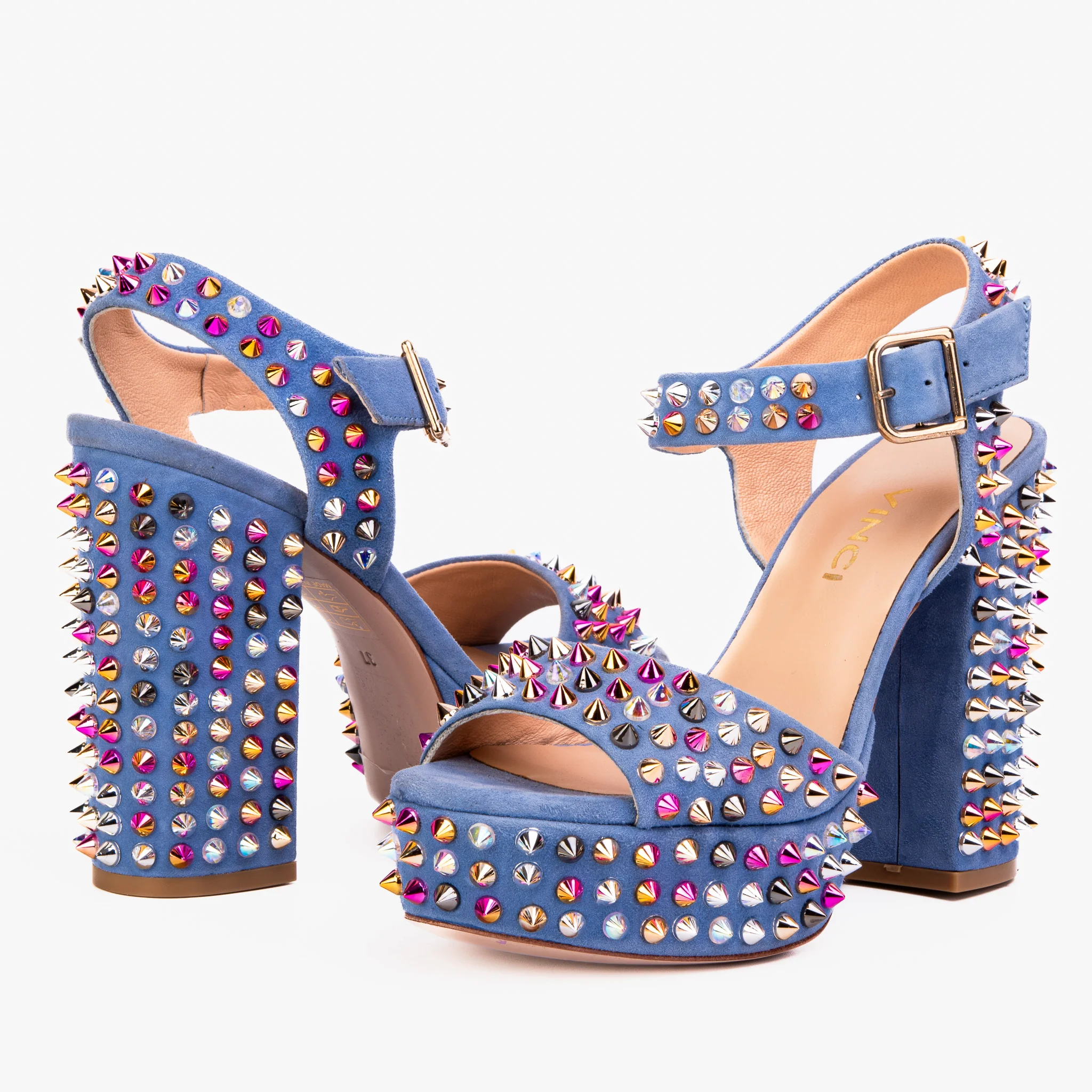 The Tampico Blue Suede Leather Spike Platform Heel Women Sandal - Image 5